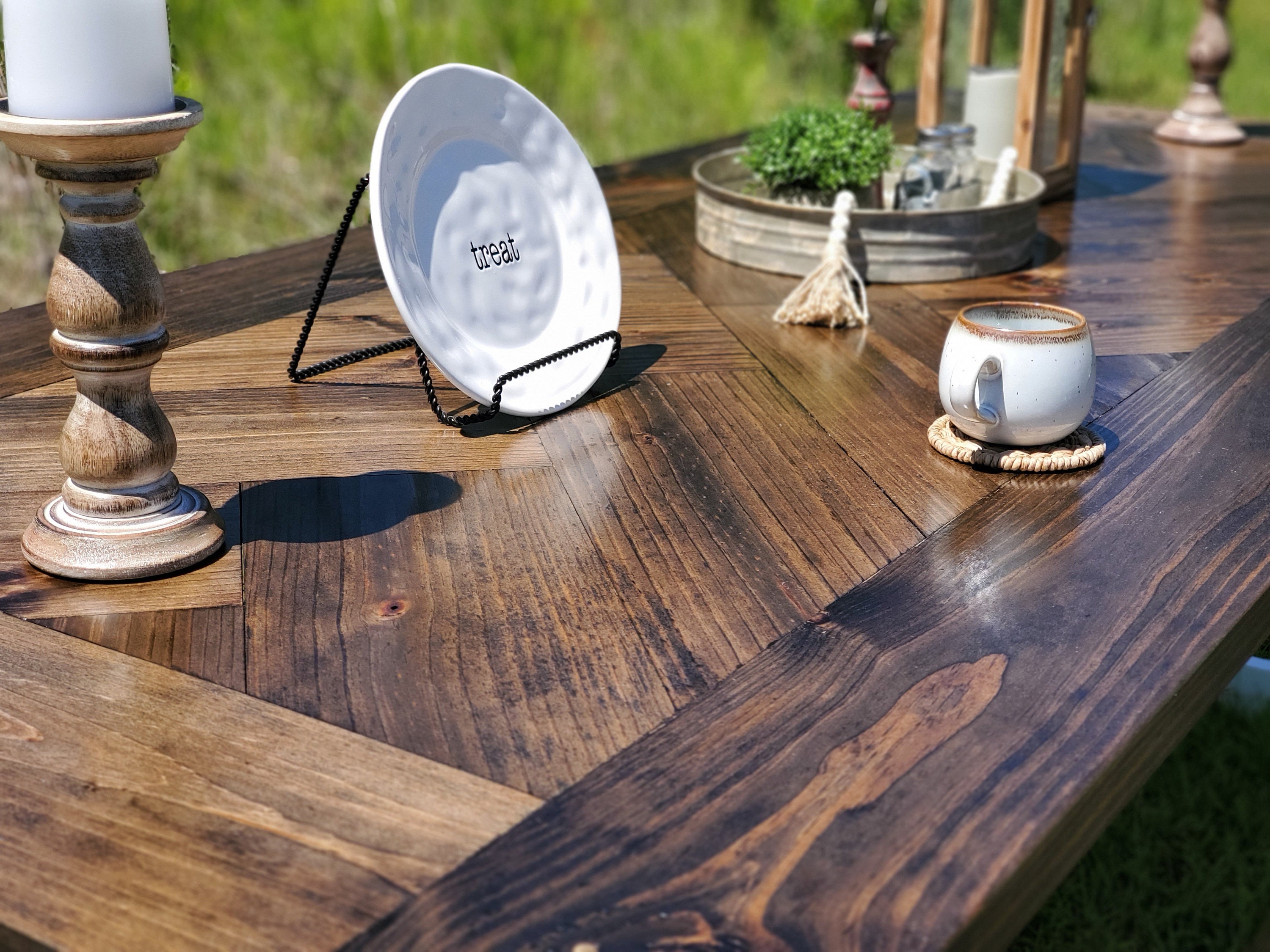Farmhouse herringbone table