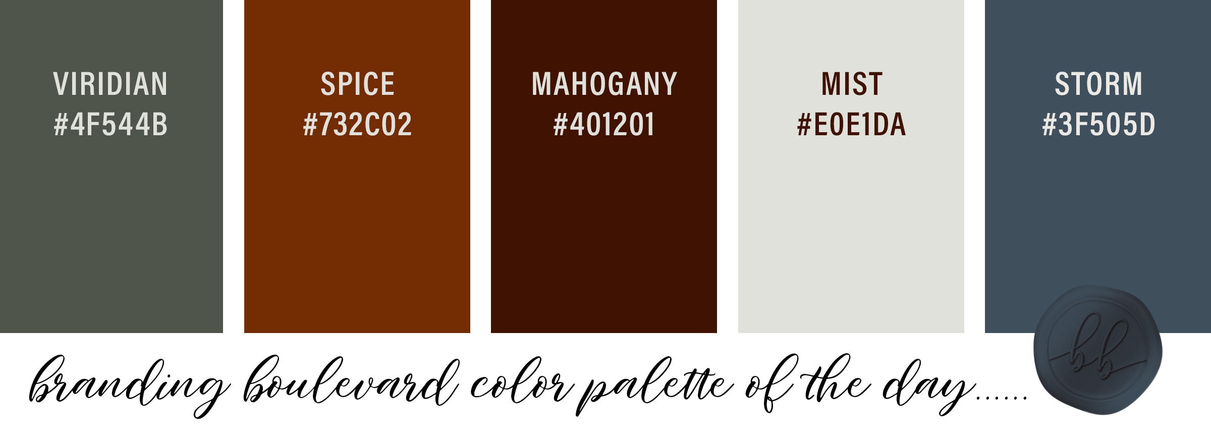 Autumn Spice Color Palette - Green Spice Rust Mahogany Ivory and Bluish Gray