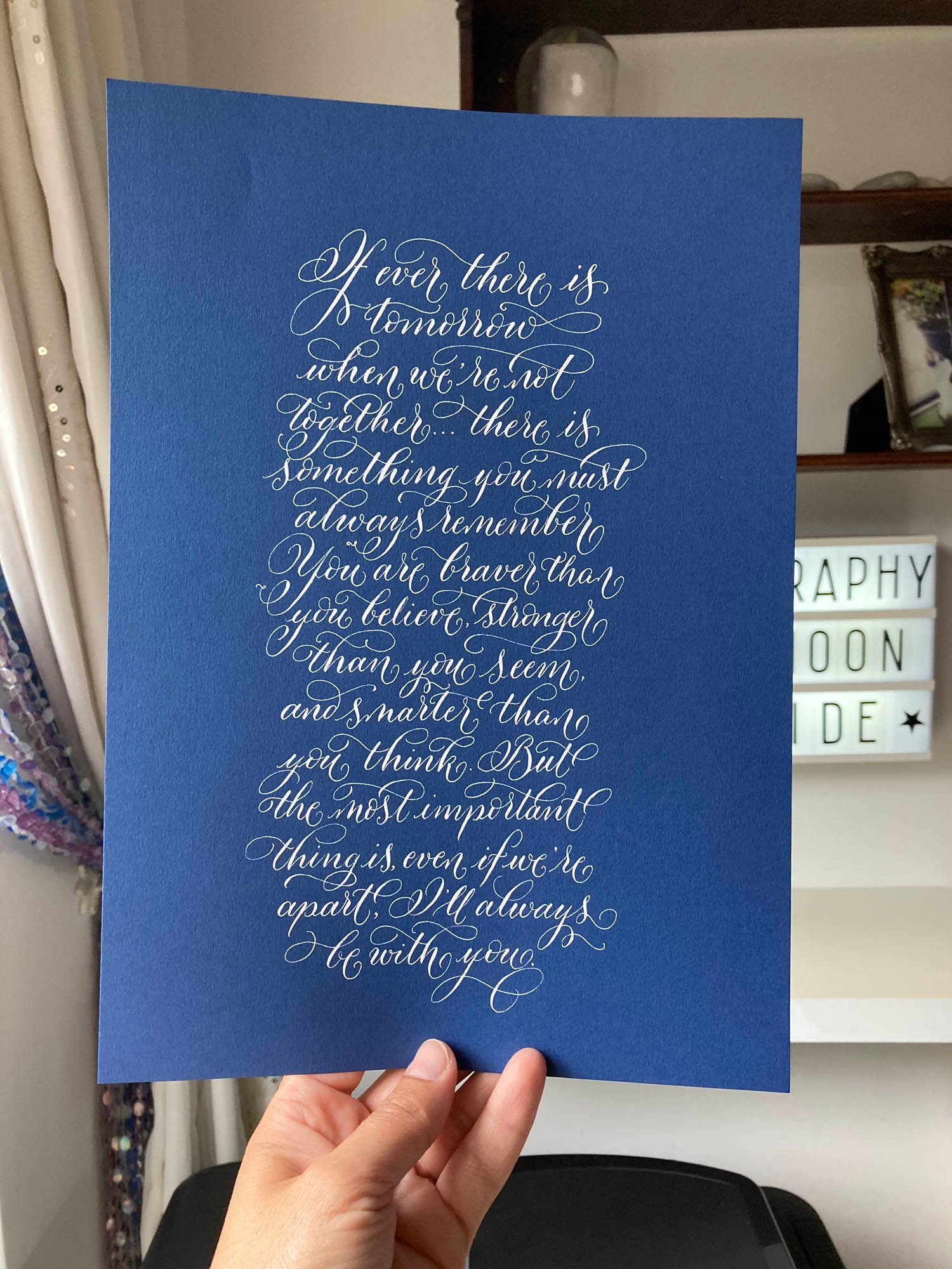 Winnie the Pooh modern calligraphy commission