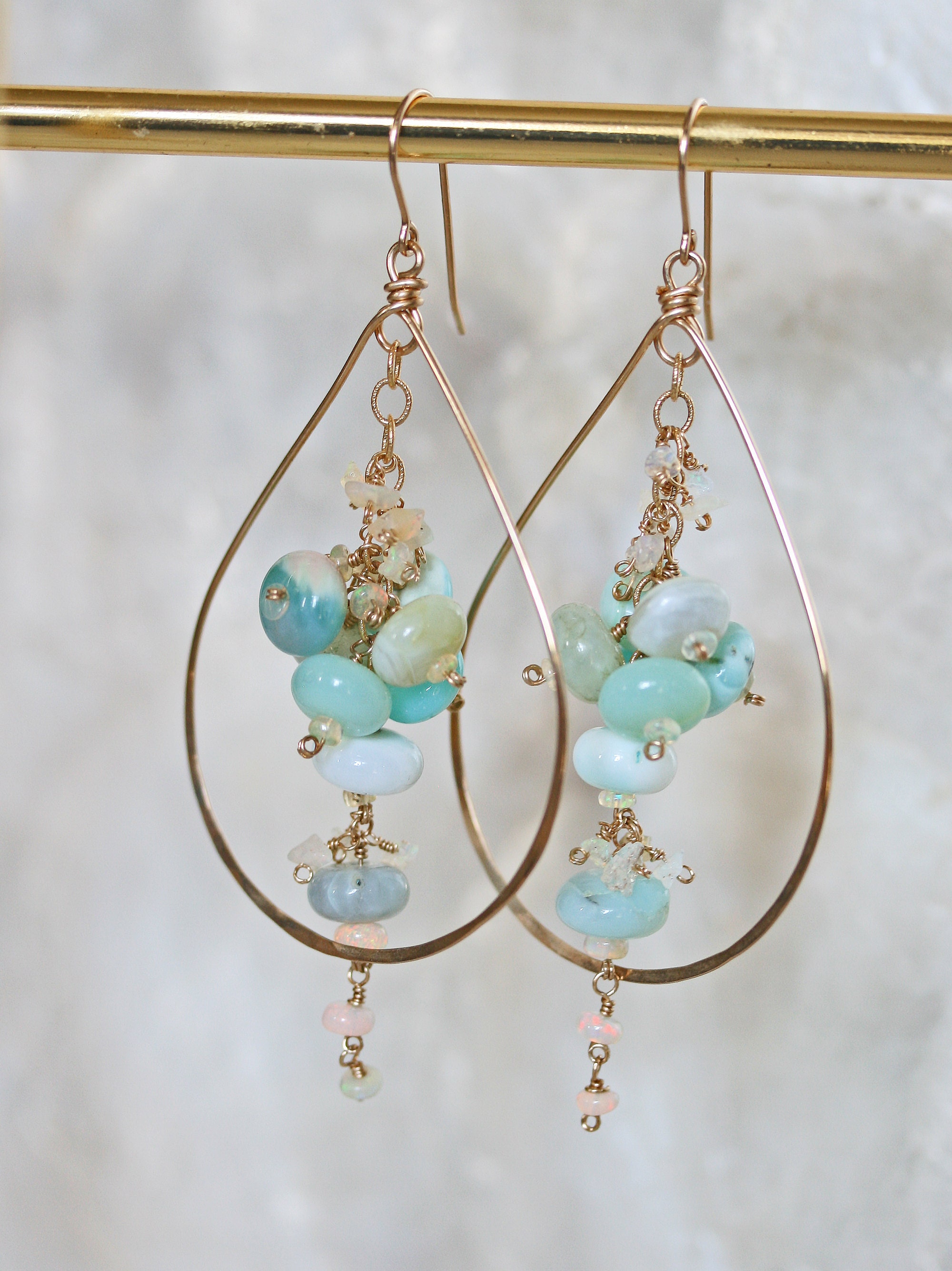 Handcrafted 14k Gold Filled Hoops and Opal Earrings