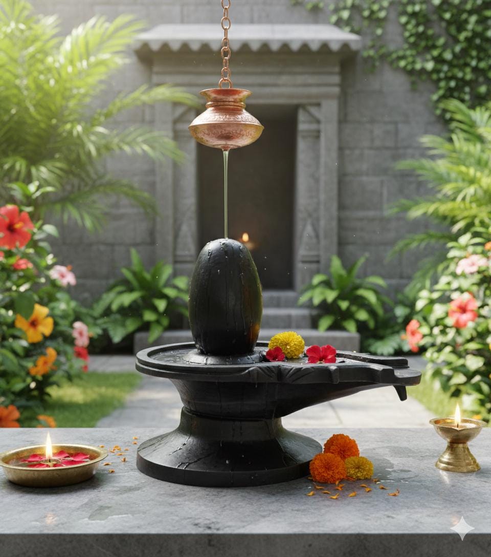 • Shiva Lingam amidst natures tranquility