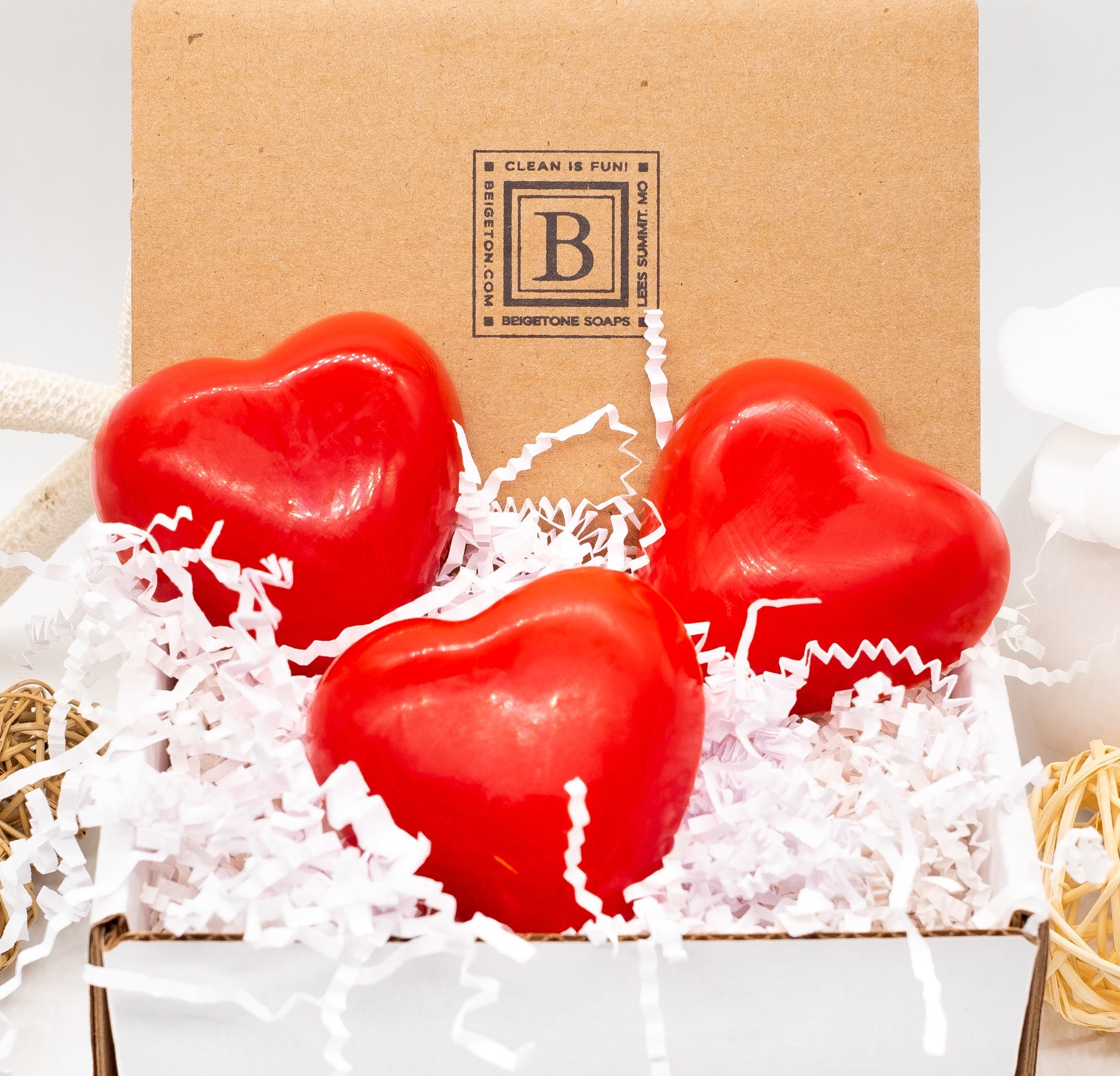 3 Red Heart Soaps