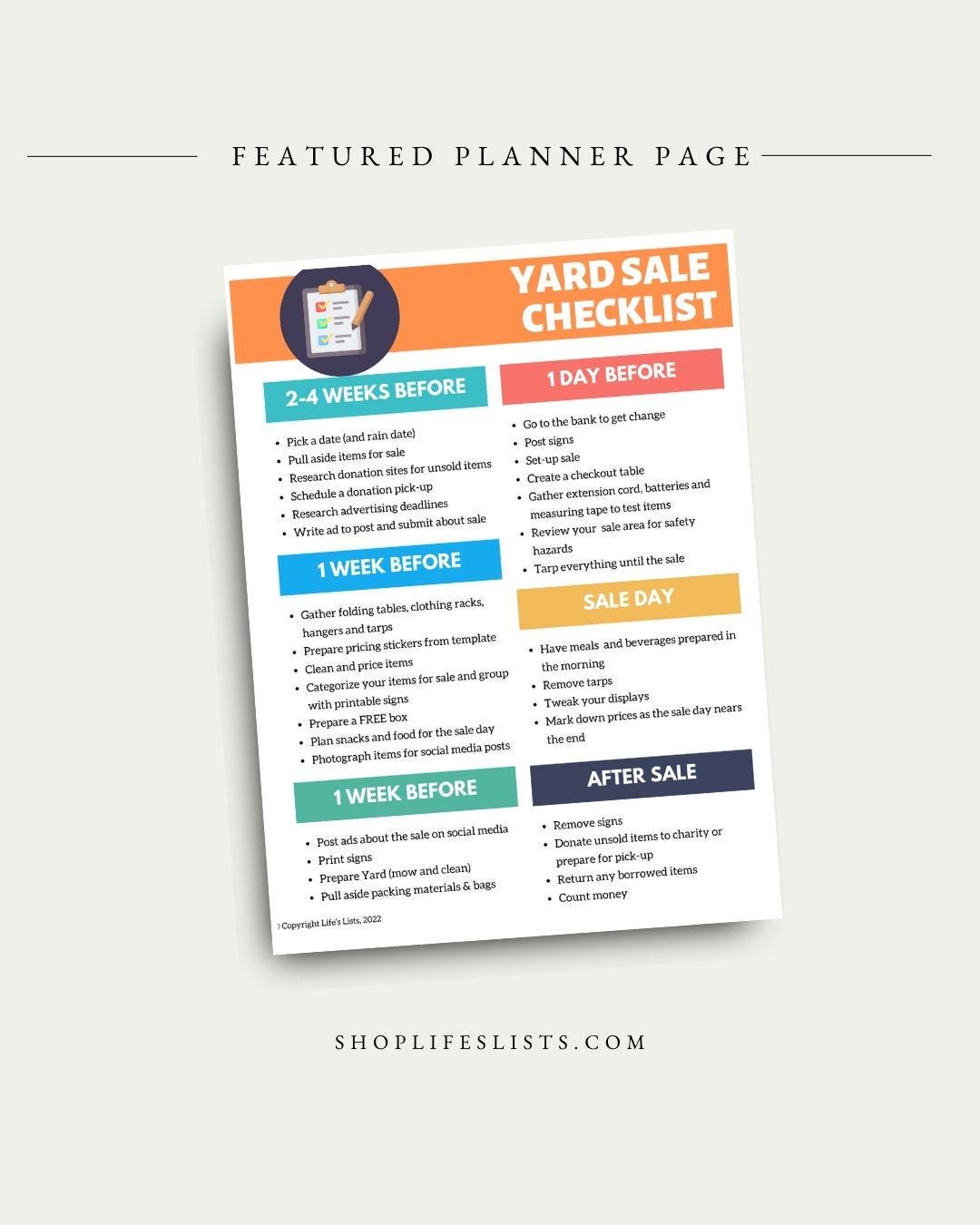 Yard Sale Checklist