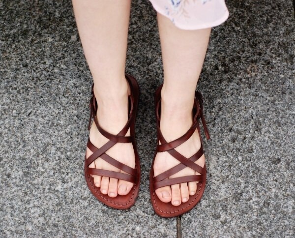 strappy leather sandals for women