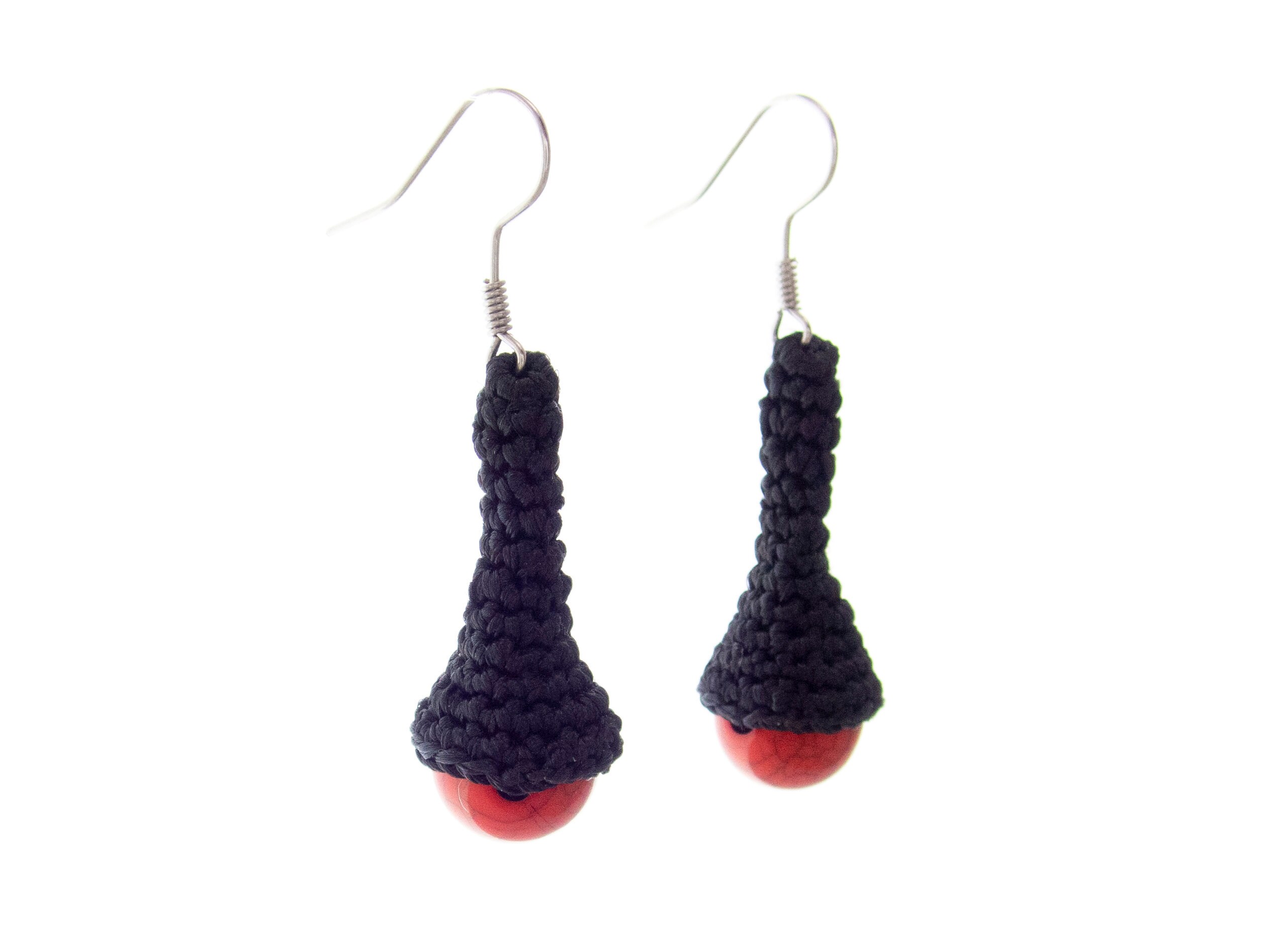 handmade black statement drop earrings