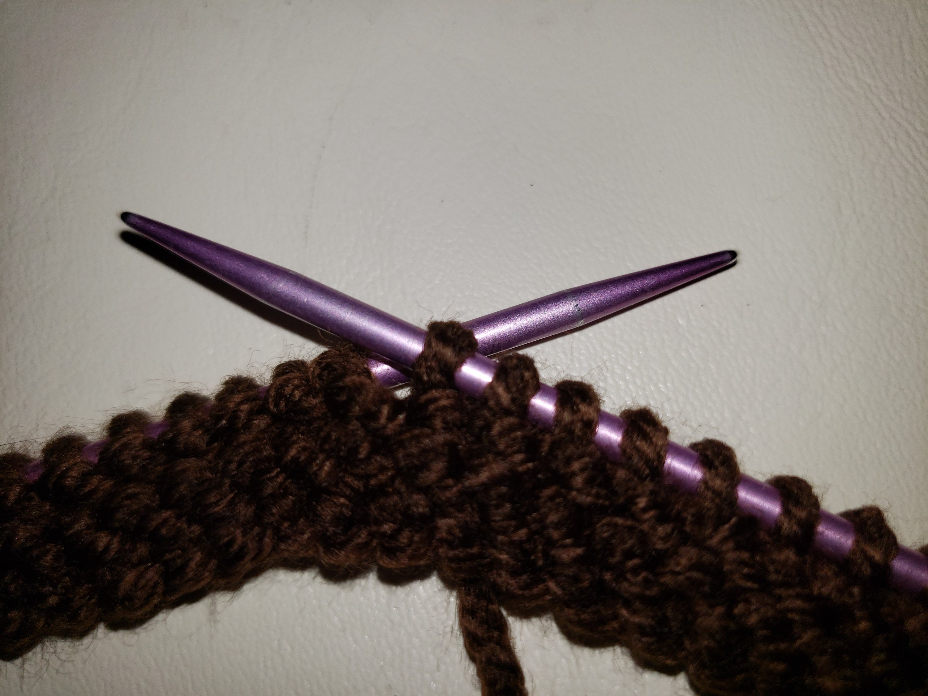 knitting project on needles