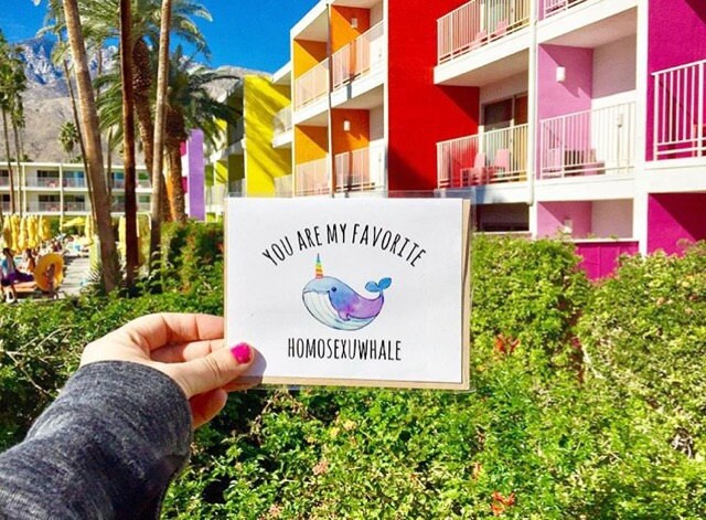 the saguaro palm springs, the saguaro, palm springs pride, lgbt pride gifts, pgbt pride, Palm Springs, lgbt Blogger, greeting cards, acouplepuns