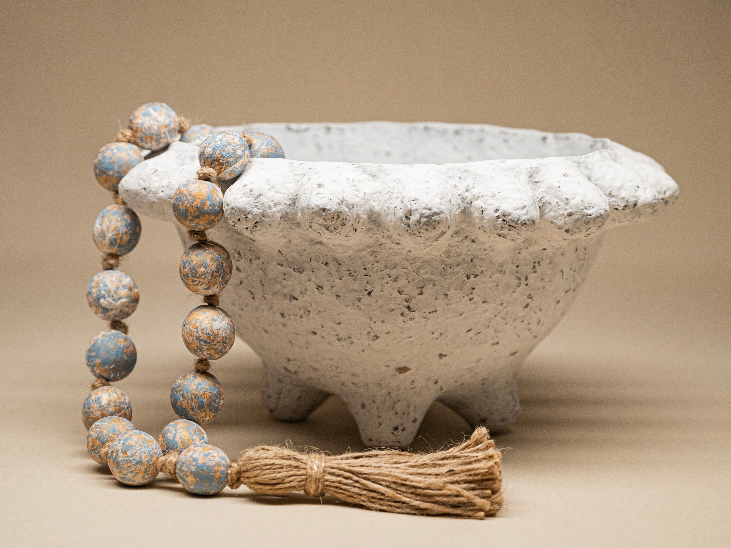 Handmade Paper Mache Farmhouse Bowl – Modern Rustic Elegance for Farmhouse Decor, Large Decorative Bowl, Perfect Coffee Table Centerpiece