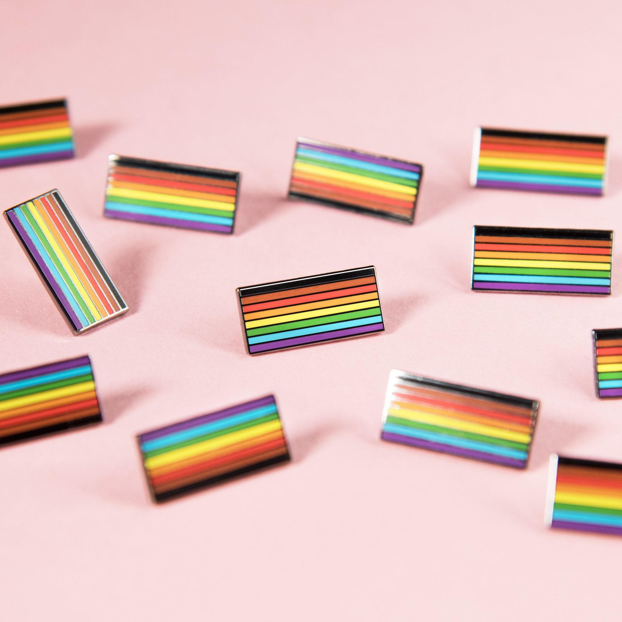 black brown intersectionality rainbow gay pride flag pin