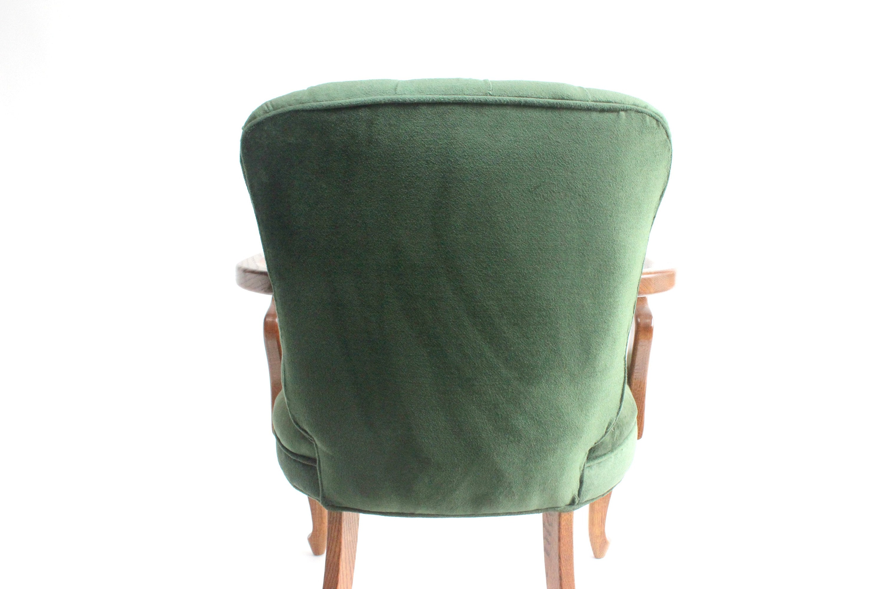tufted green upholstered club chair