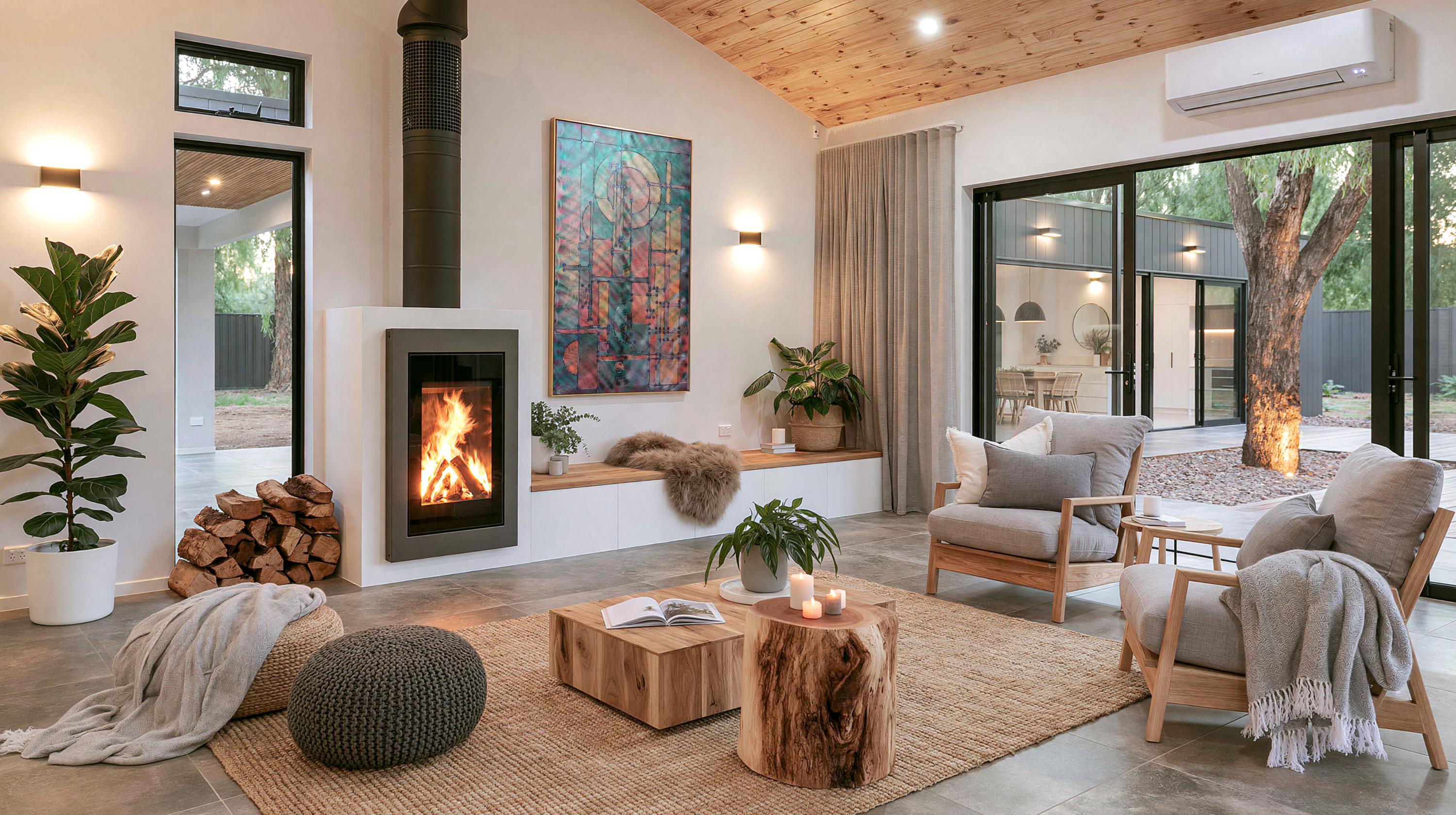 Perlescent cubist painting in interior