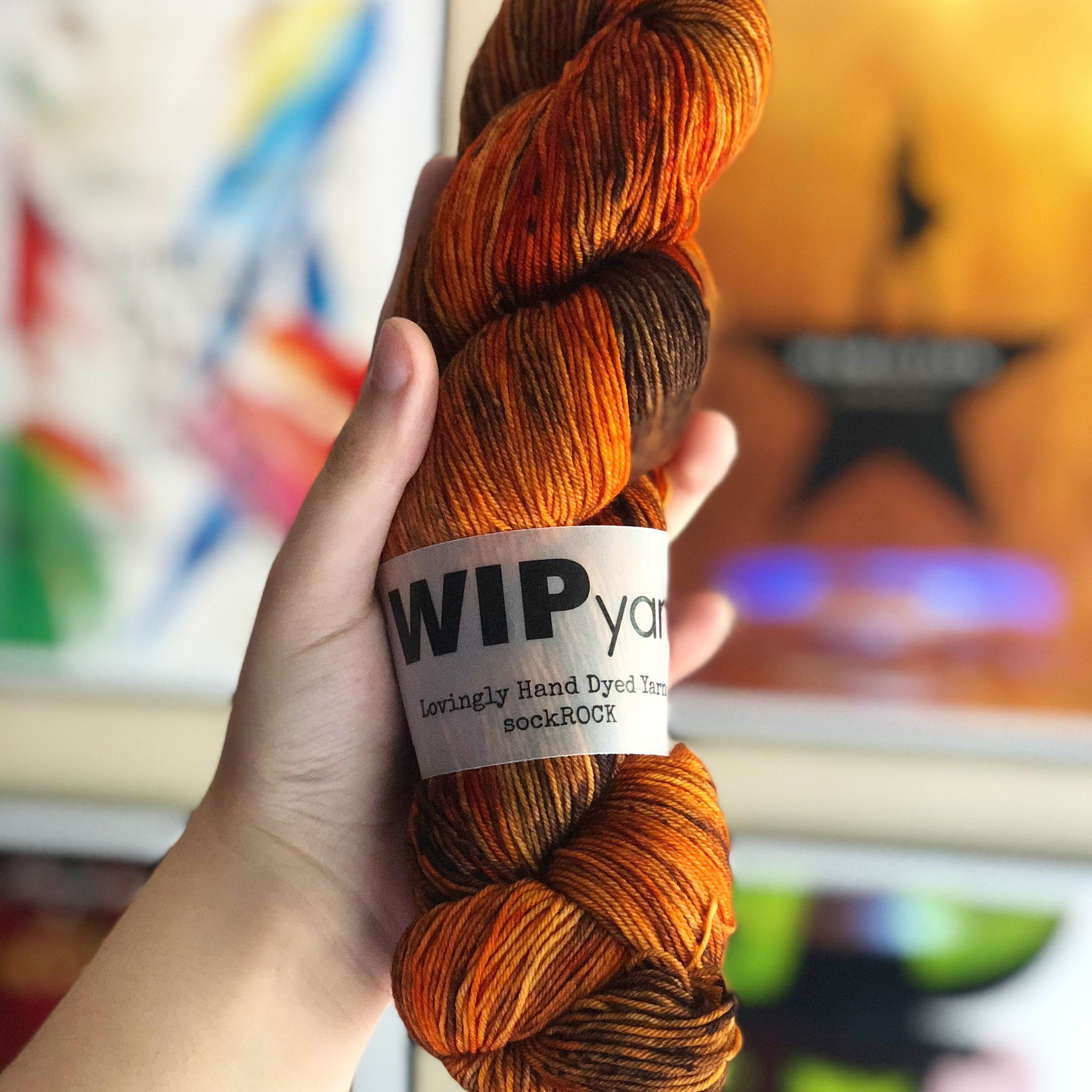 Orange and brown yarn
