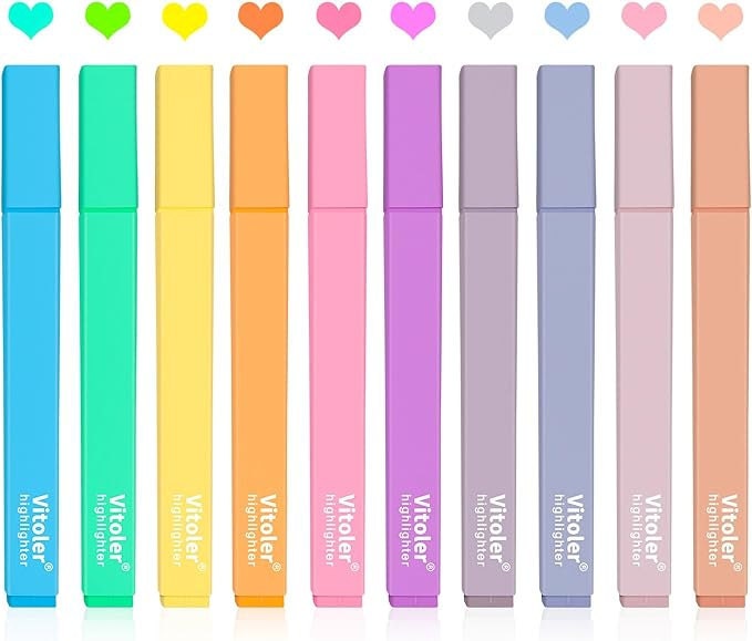 Vitoler 10Pcs Aesthetic Highlighters