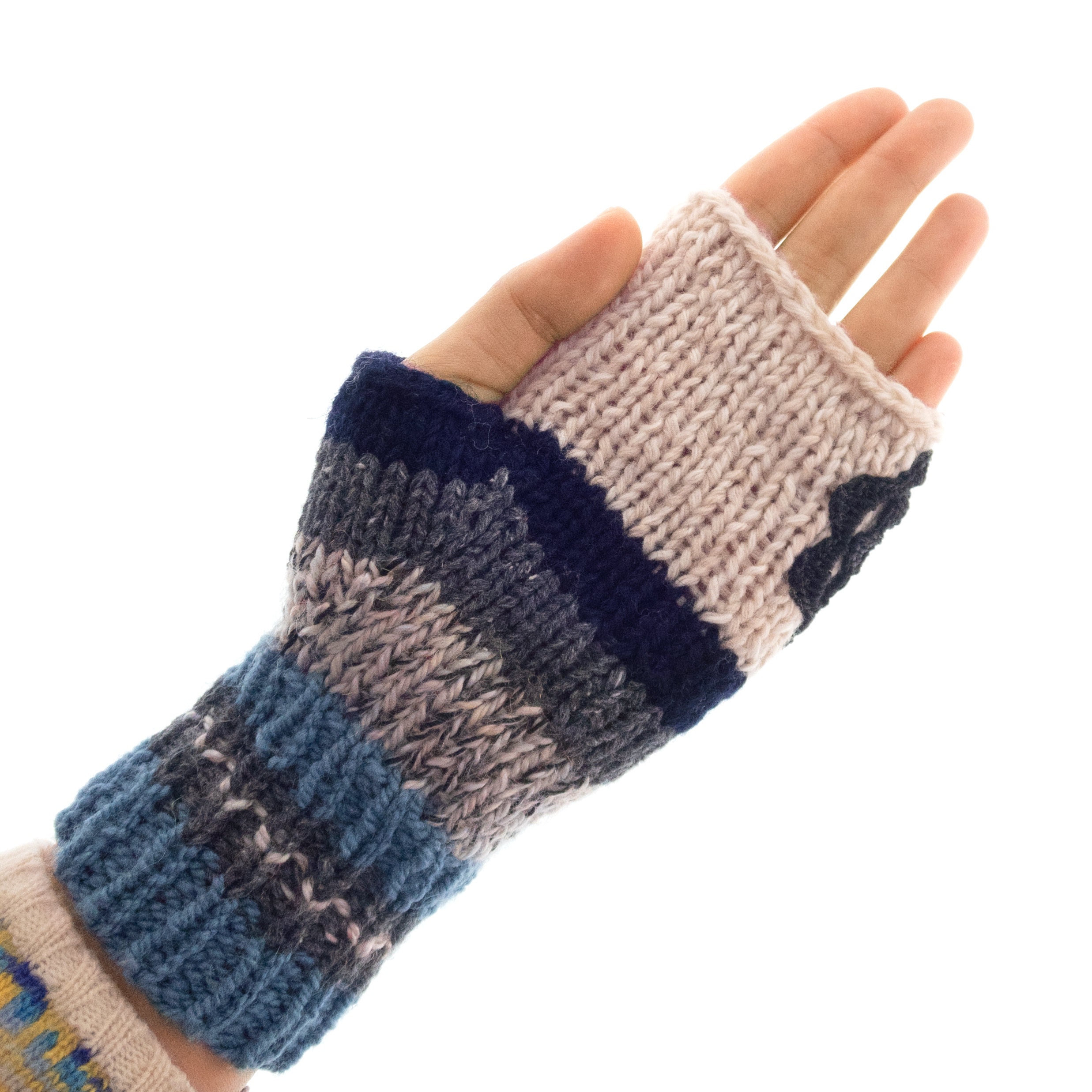 Crochet Mittens Fingerless Gloves with Flowers