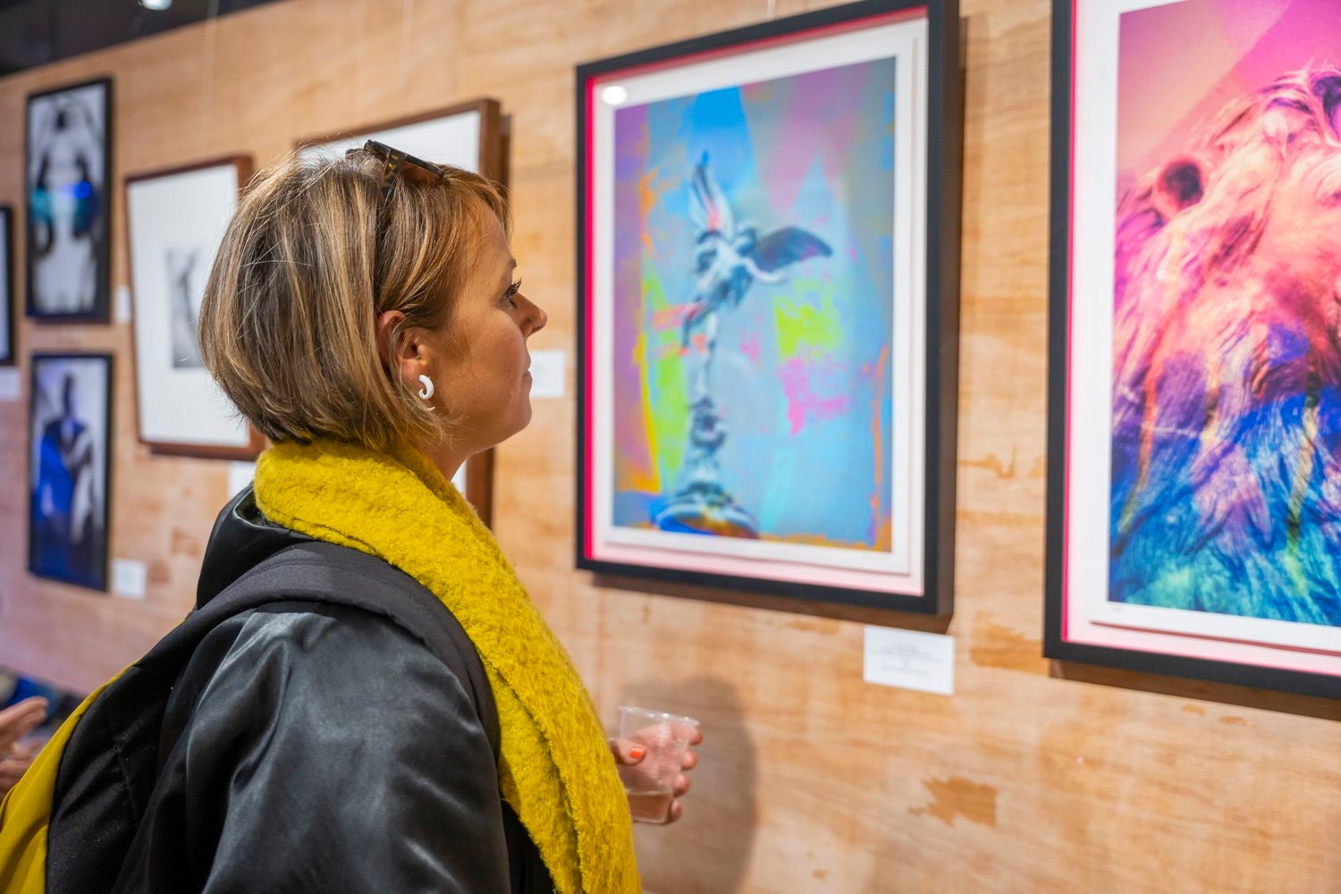 Deborah Pendell artworks exhibited at the Holy Art Gallery London in October 2022- Eros and Trafalgar lion artworks.