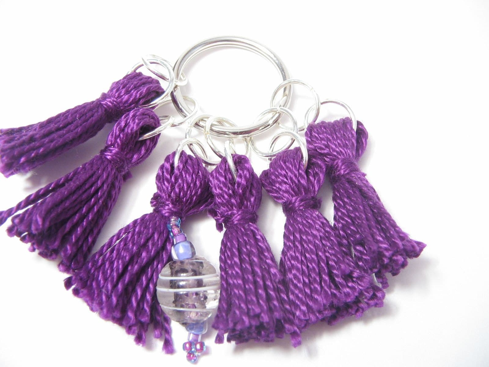 Dark purple stitch marker set (with beaded row marker) from Lizbeths Garden