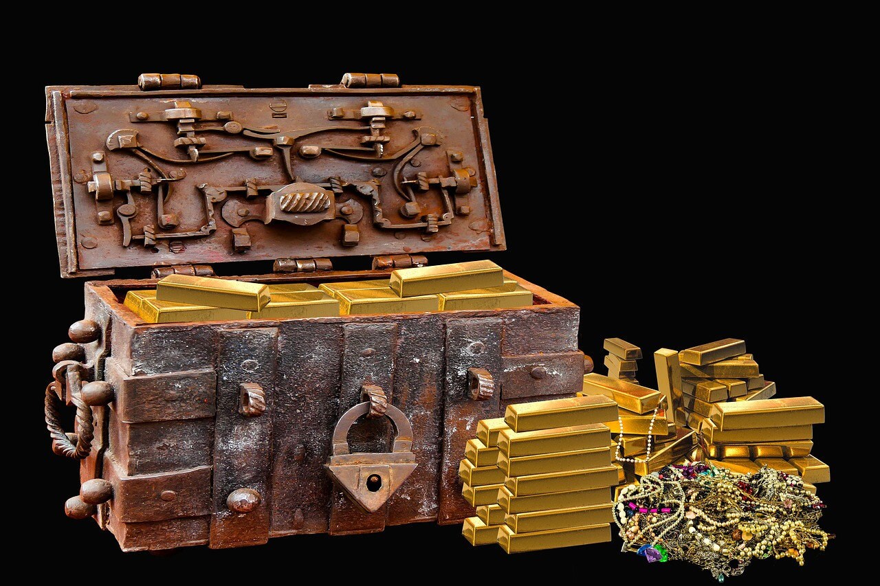 Treasure Chest with Gold Bars