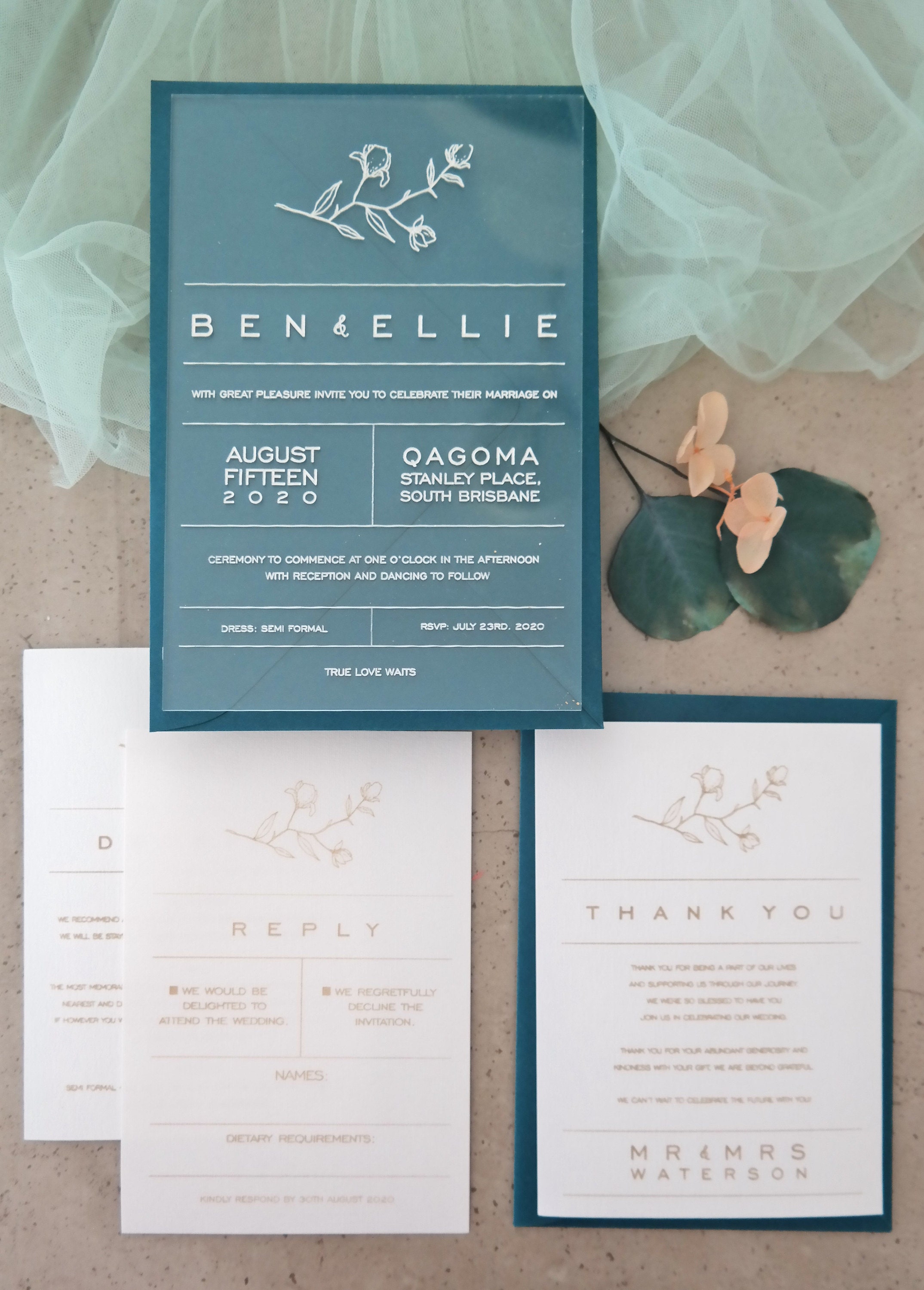 Teal Wedding Invitation