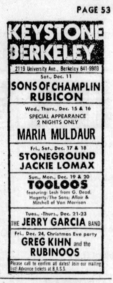 1976-12-23 [Thu] Keystone, Berkeley, CA