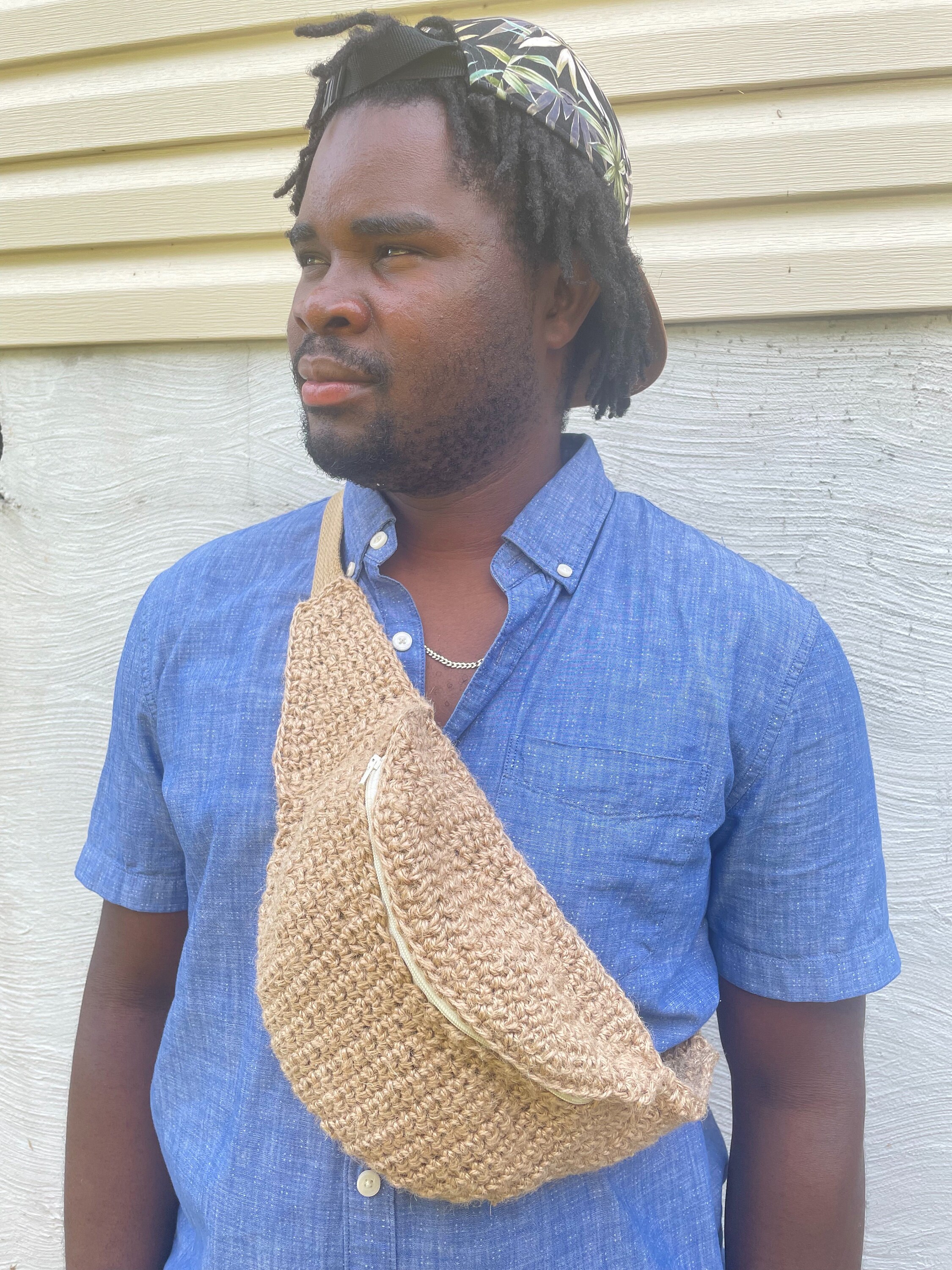 Man wearing a fanny pack across his chest