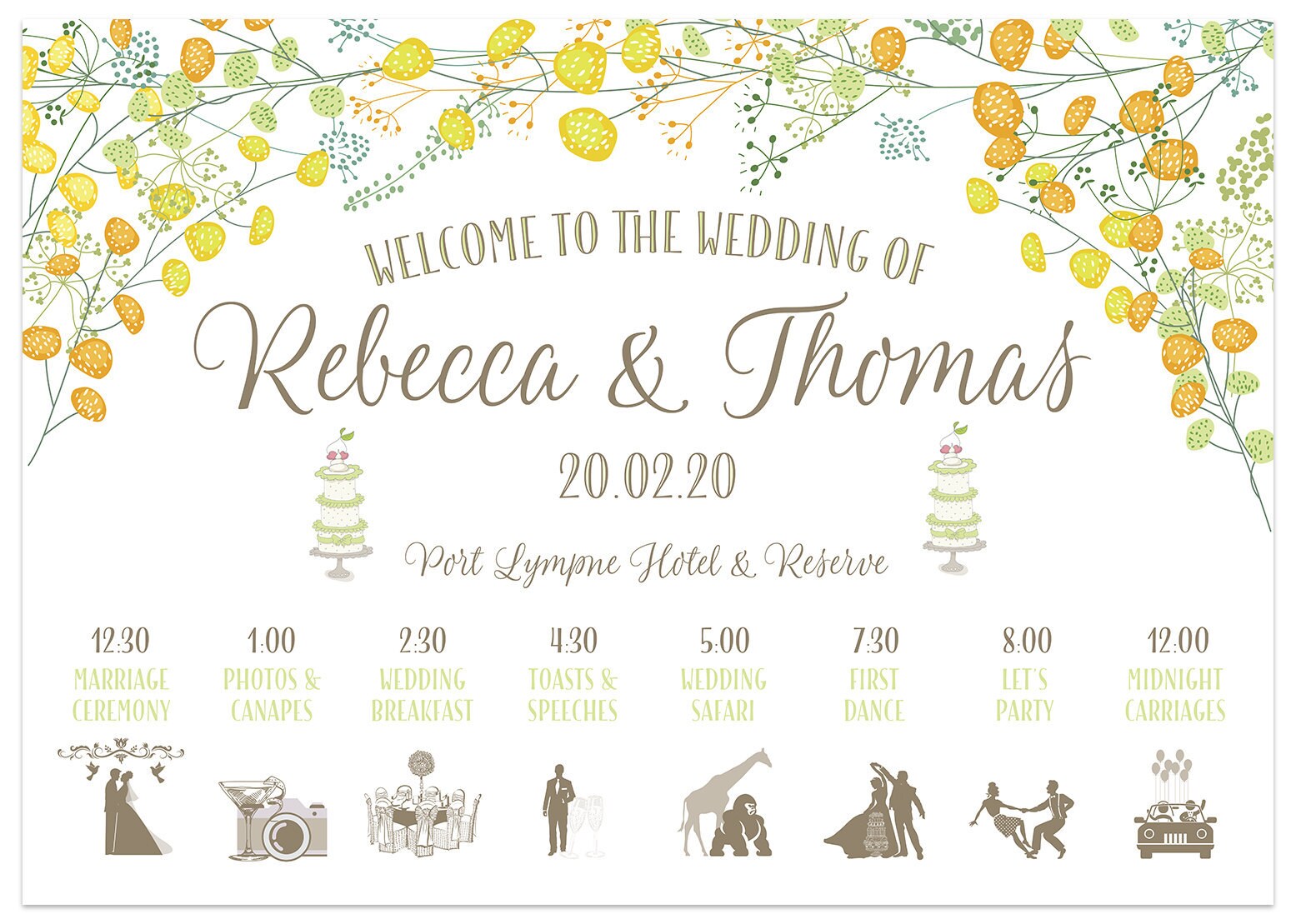 Yellow Floral Wedding Welcome