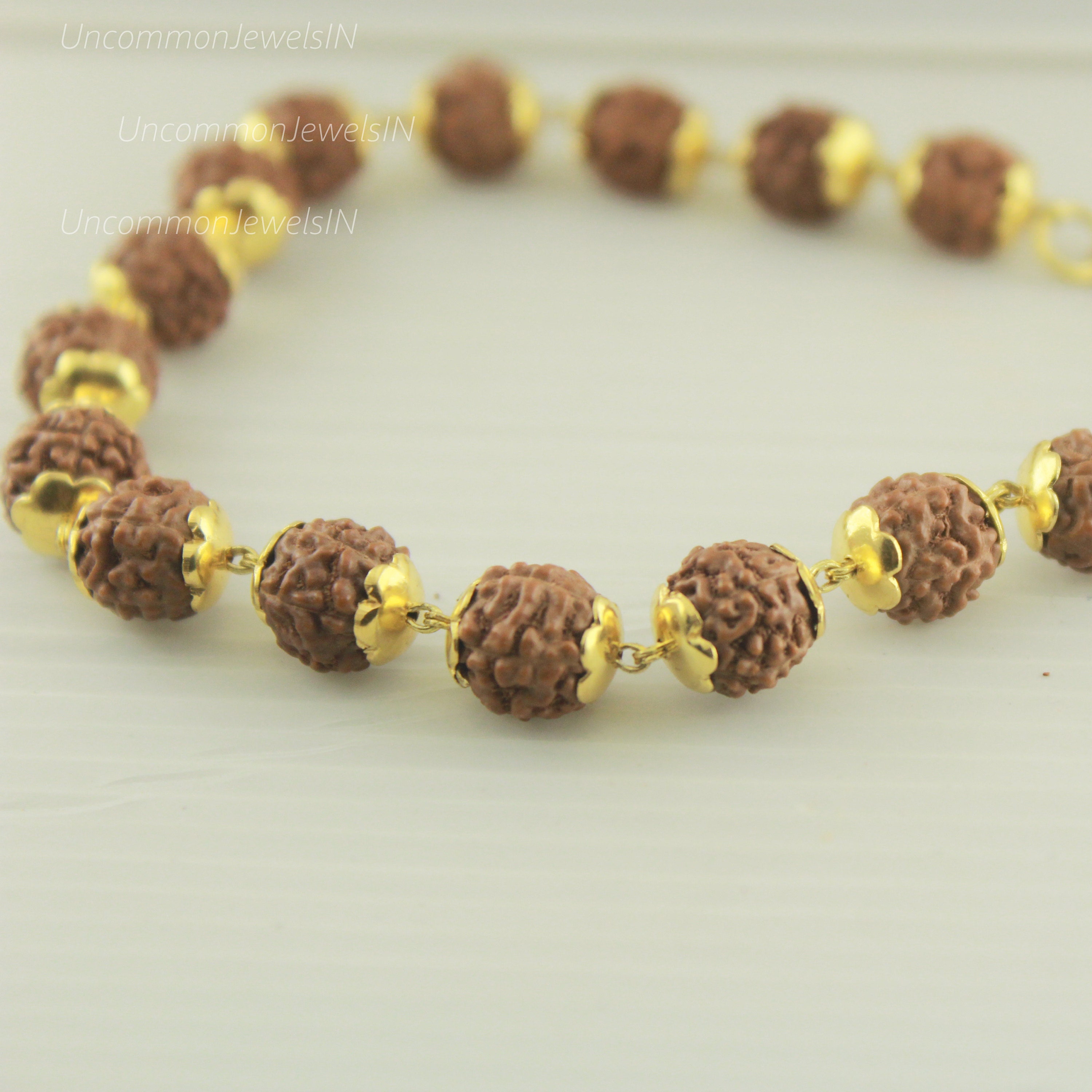 Rudraksha Bracelet in Gold, Indian Rudraksha Bracelet, Good Luck Bracelet, Yoga Bracelet, Religious Bracelet, UncommonJewelsIN, Easter Gifts