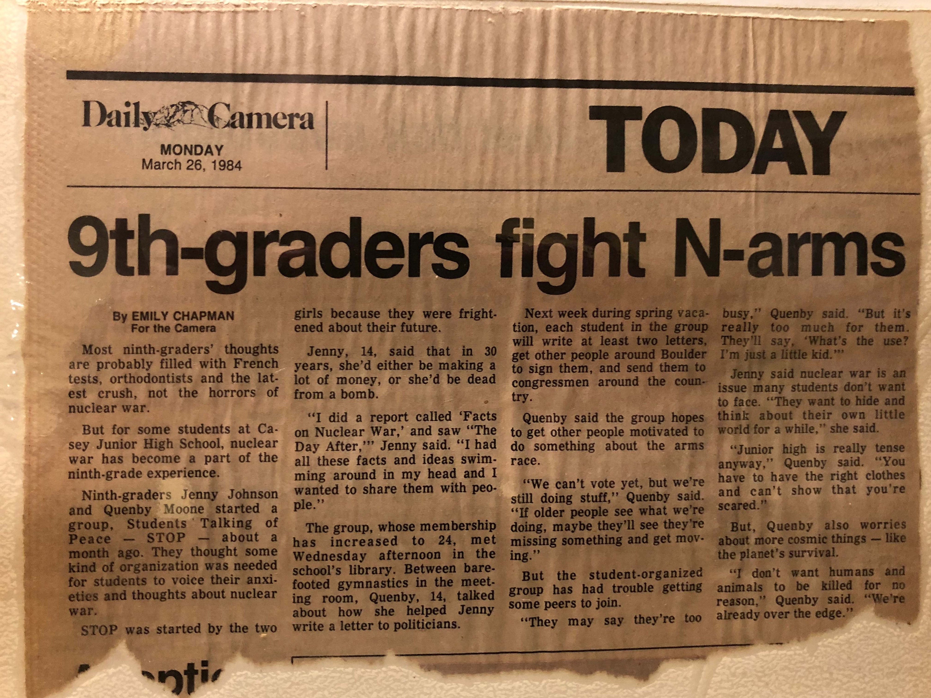 Ratty article from 1984 about Feistys antinuke activist group