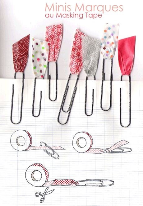 paperclips with washi tape labels