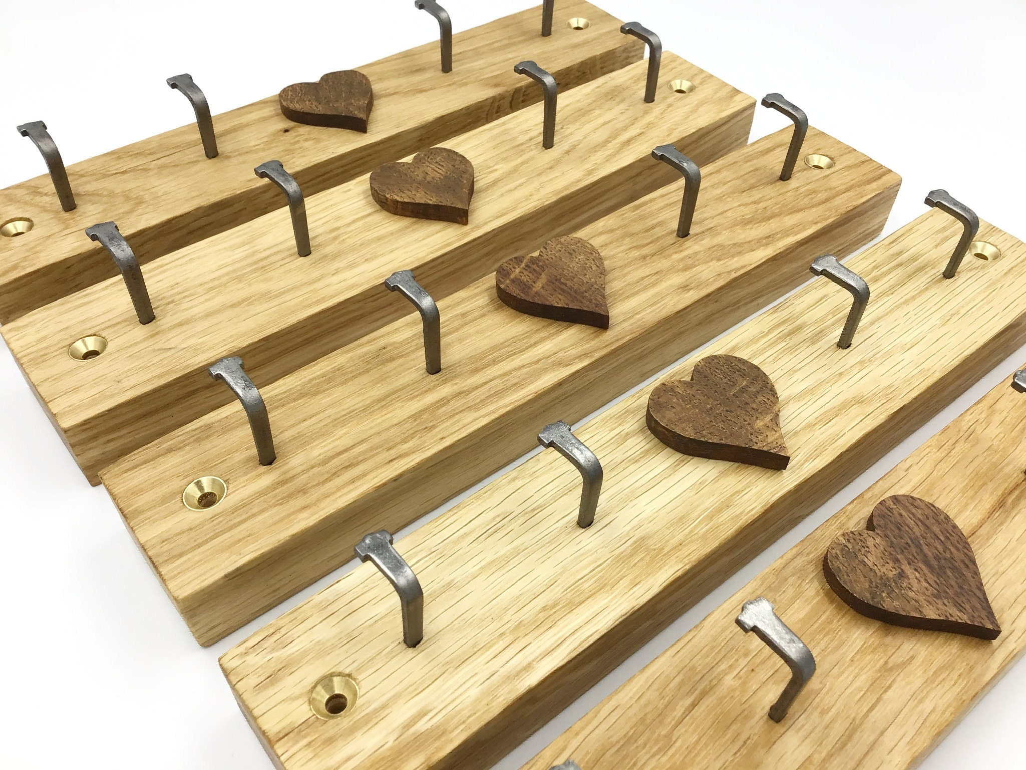 Gorlech Heart key racks, Oak wood 4 hooks