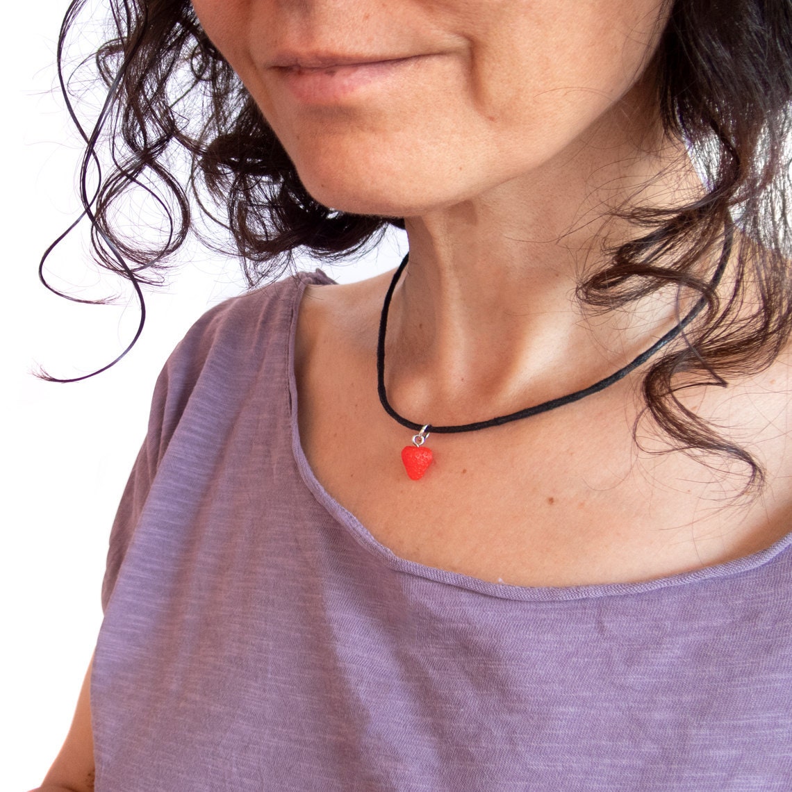 strawberry earrings and necklace