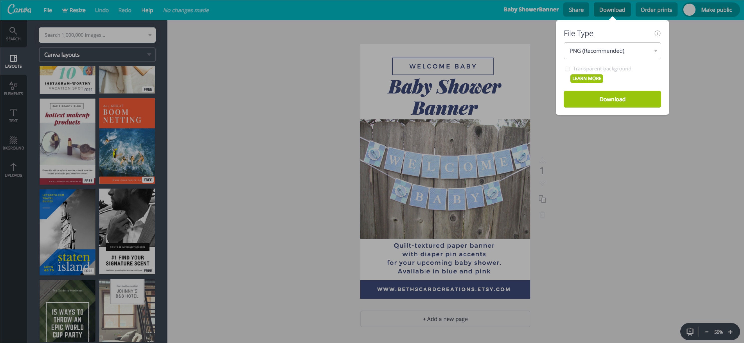 Download a Canva design to save on computer