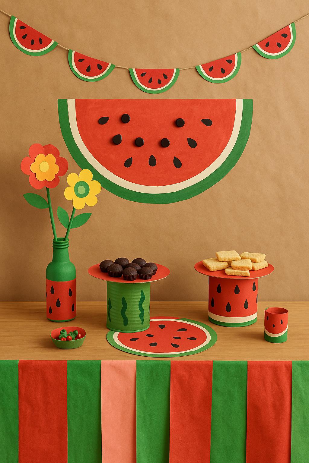 Decoração Festa Tema Melancia com Materiais Reciclados – Artesanal, Sustentável e Criativa