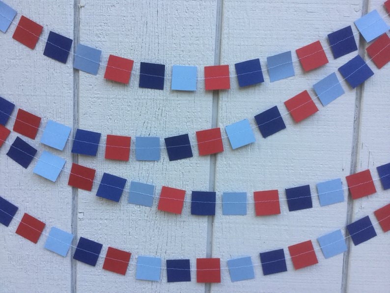 square garlands in red navy and light blue