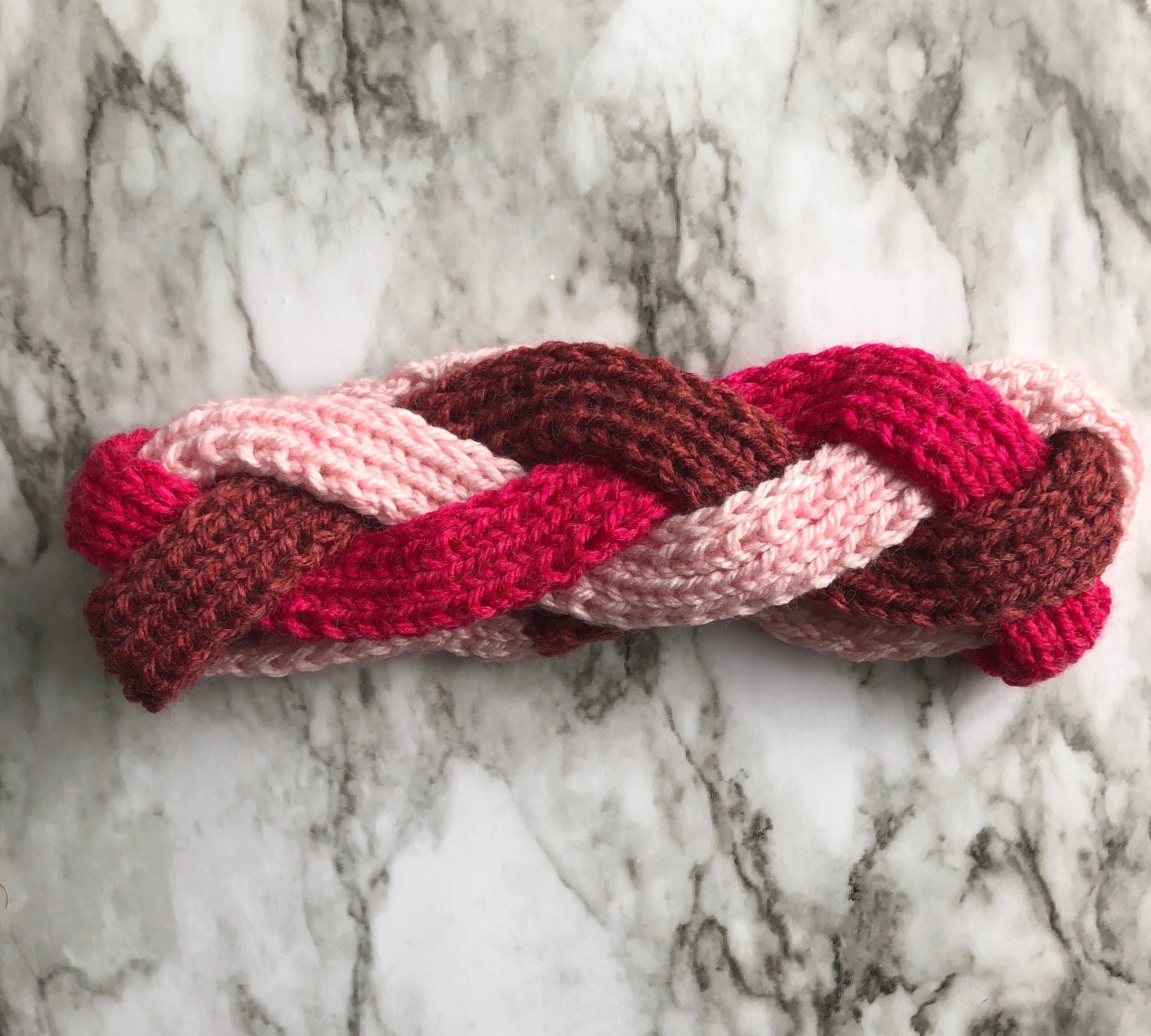Pink knitted headband