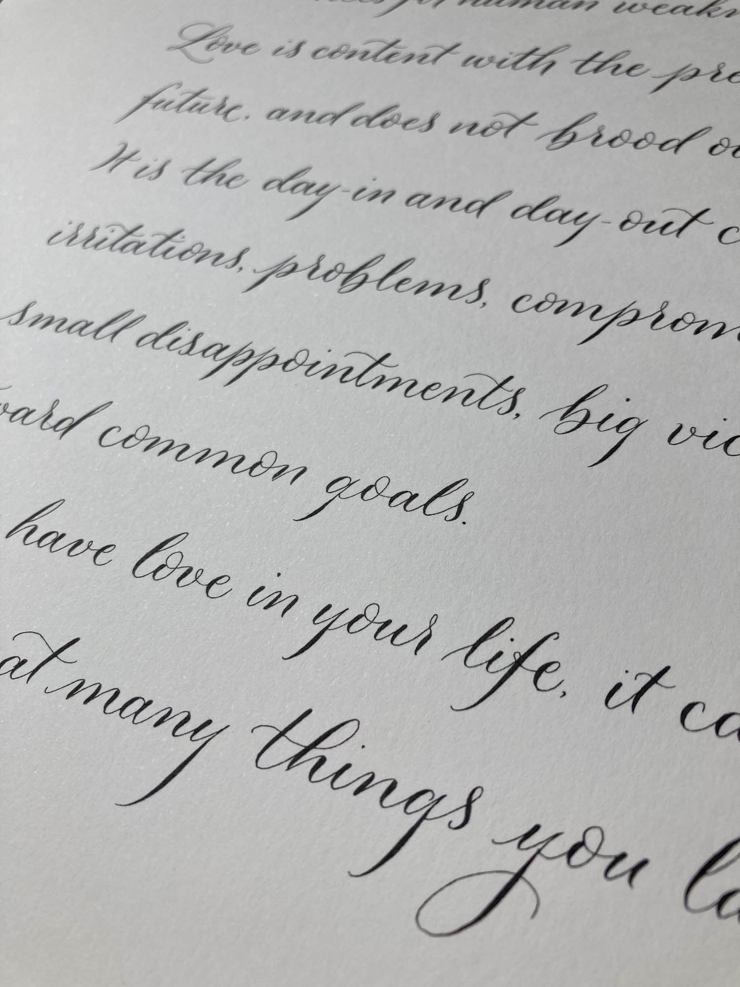 Simple spaced modern calligraphy for a less ornate look