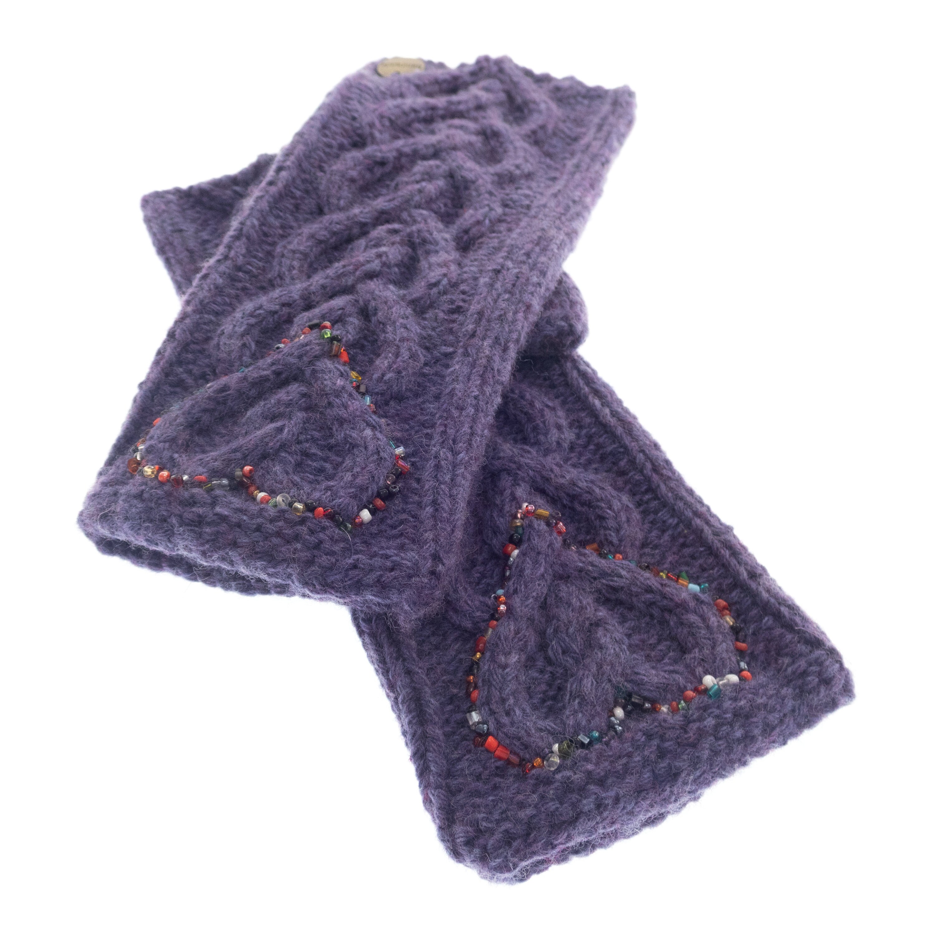 Gloves Love Design, Winter Mittens Fingerless Purple