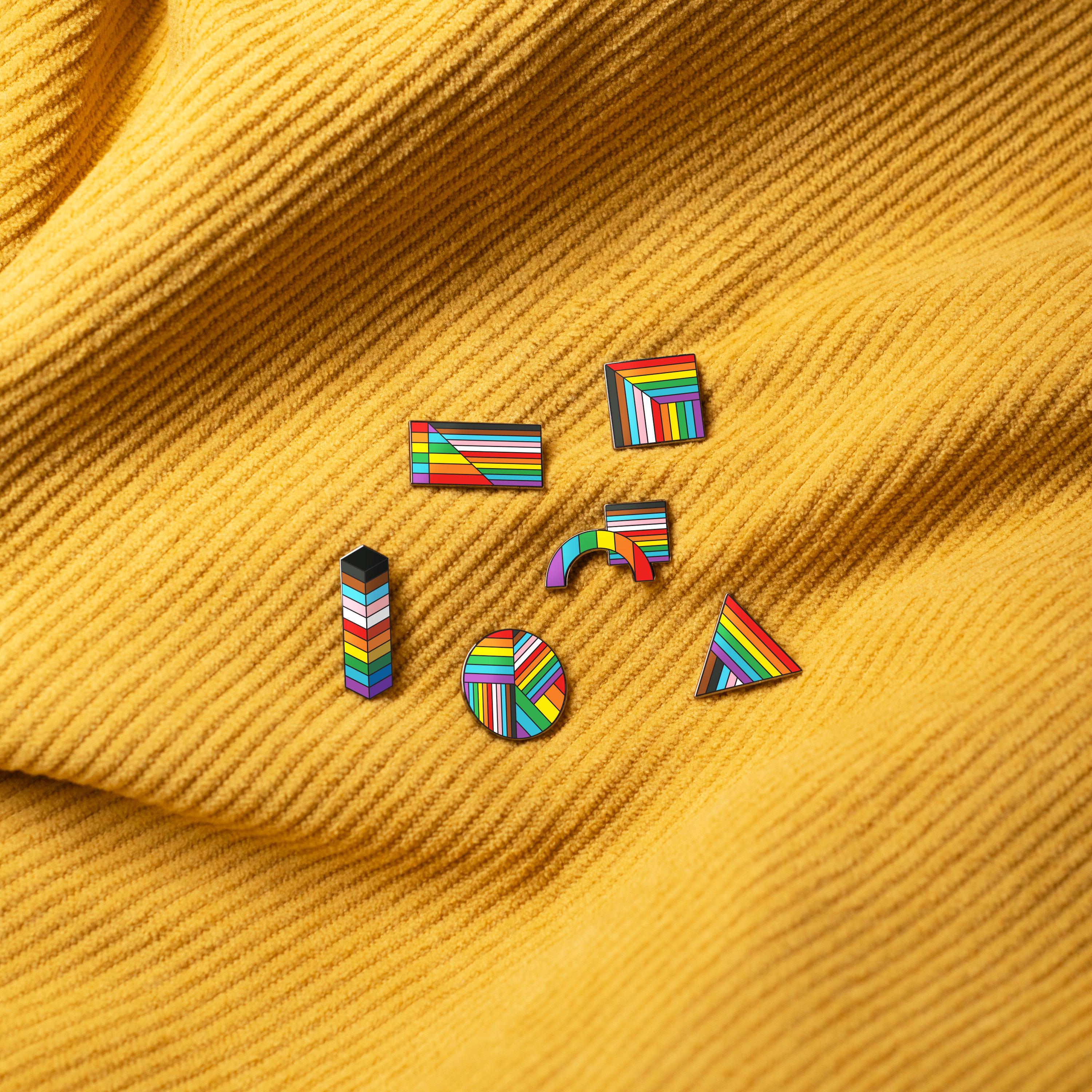Geometric Abstract Rainbow Enamel Pins