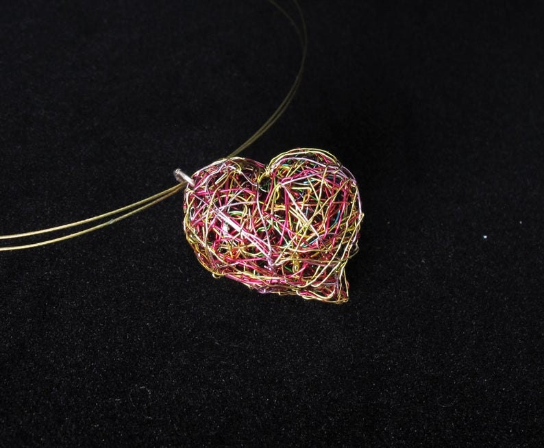 rainbow heart pendant, love necklace