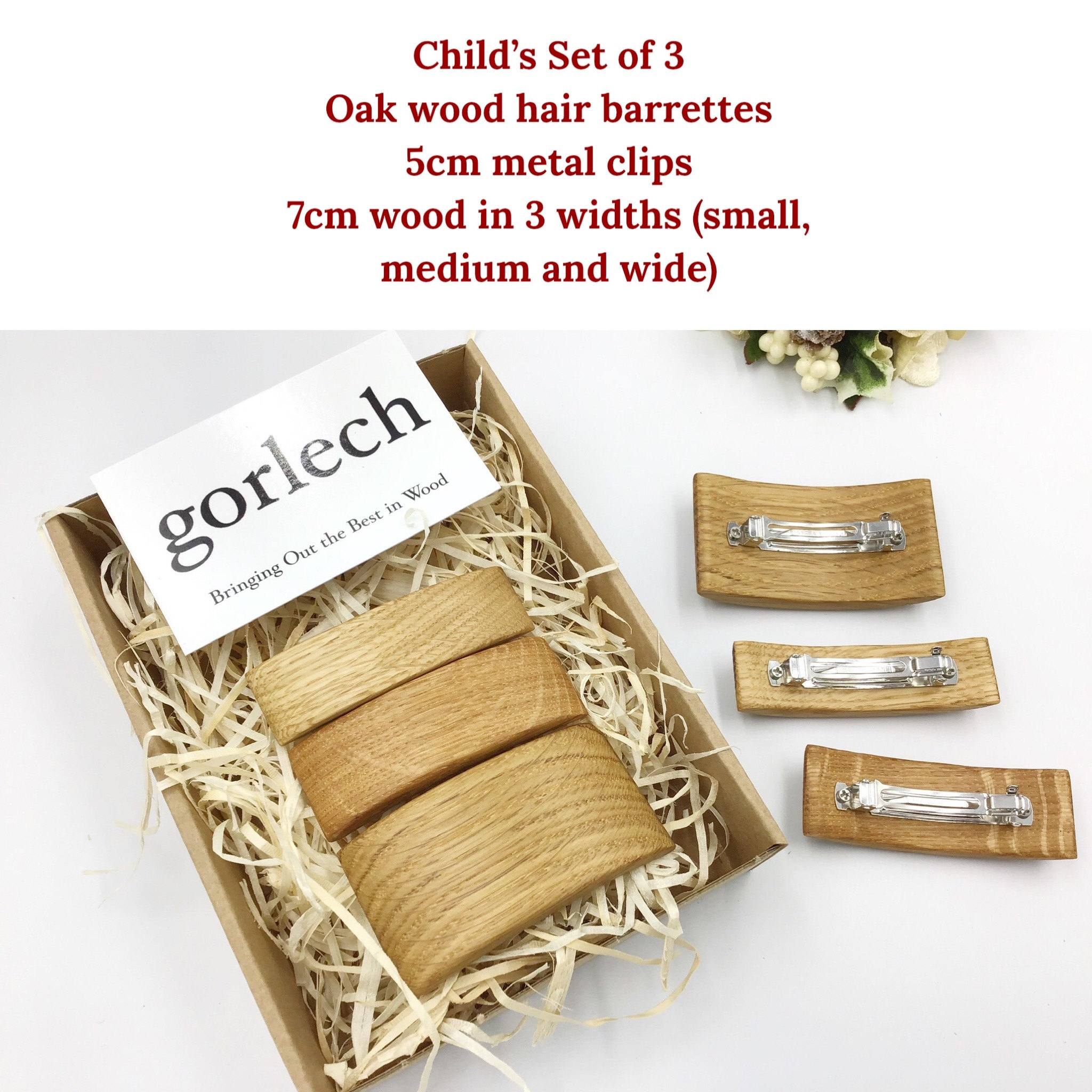 Gorlech hair barrettes- natural wood hair accessories
