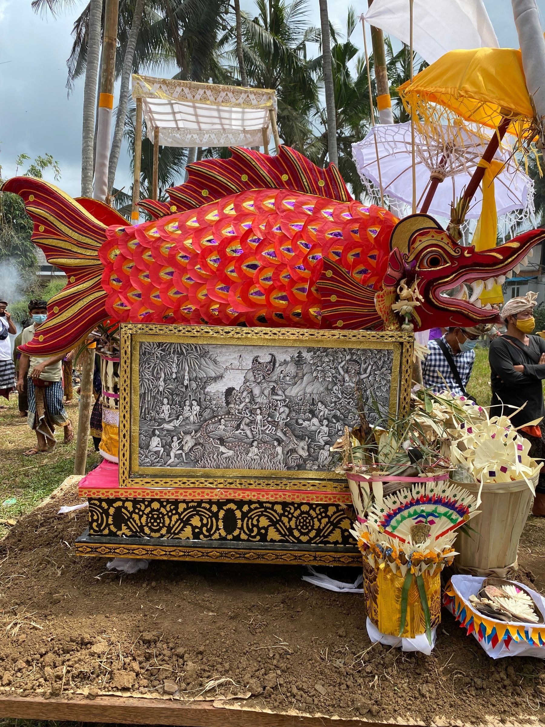 Fish Totem for Sudra Casta. Balinese cremation ceremony Ngaben