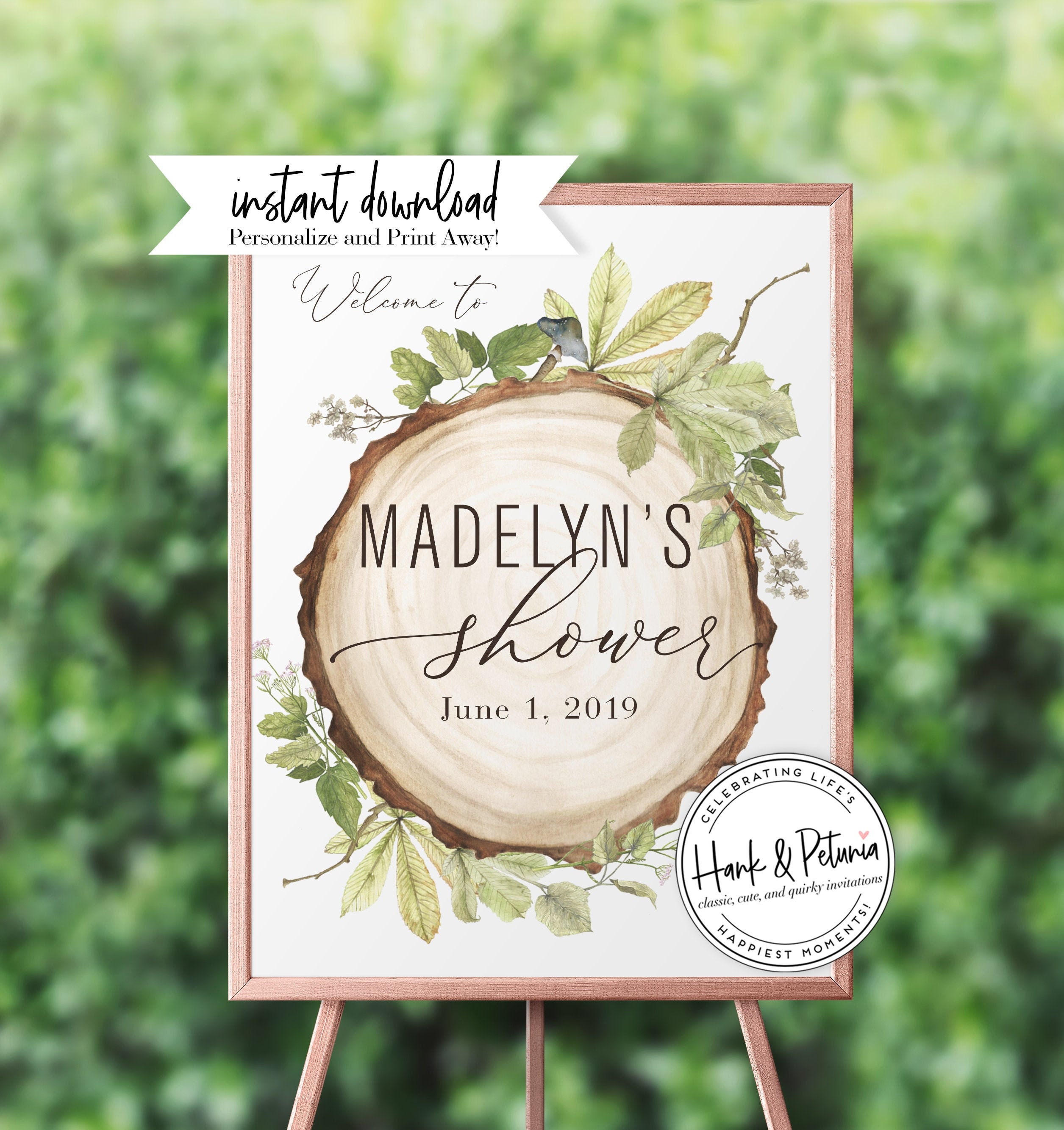 Rustic Woodland Baby Shower Welcome Sign