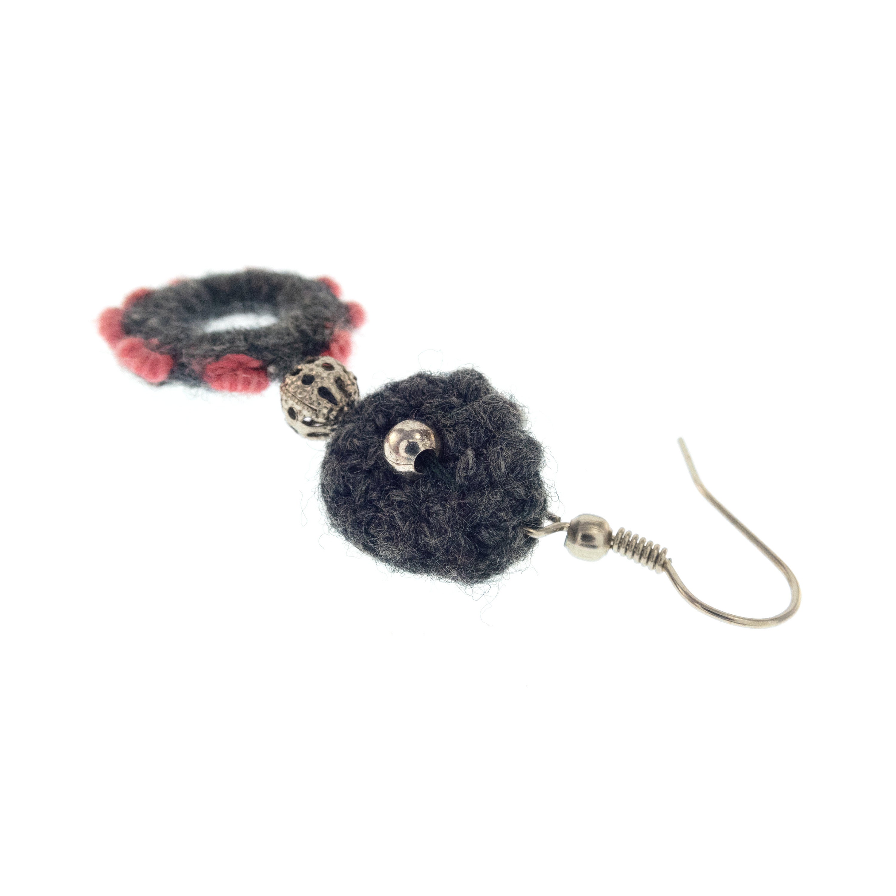 handmade earrings jewelry of yarn in cute dangling circles