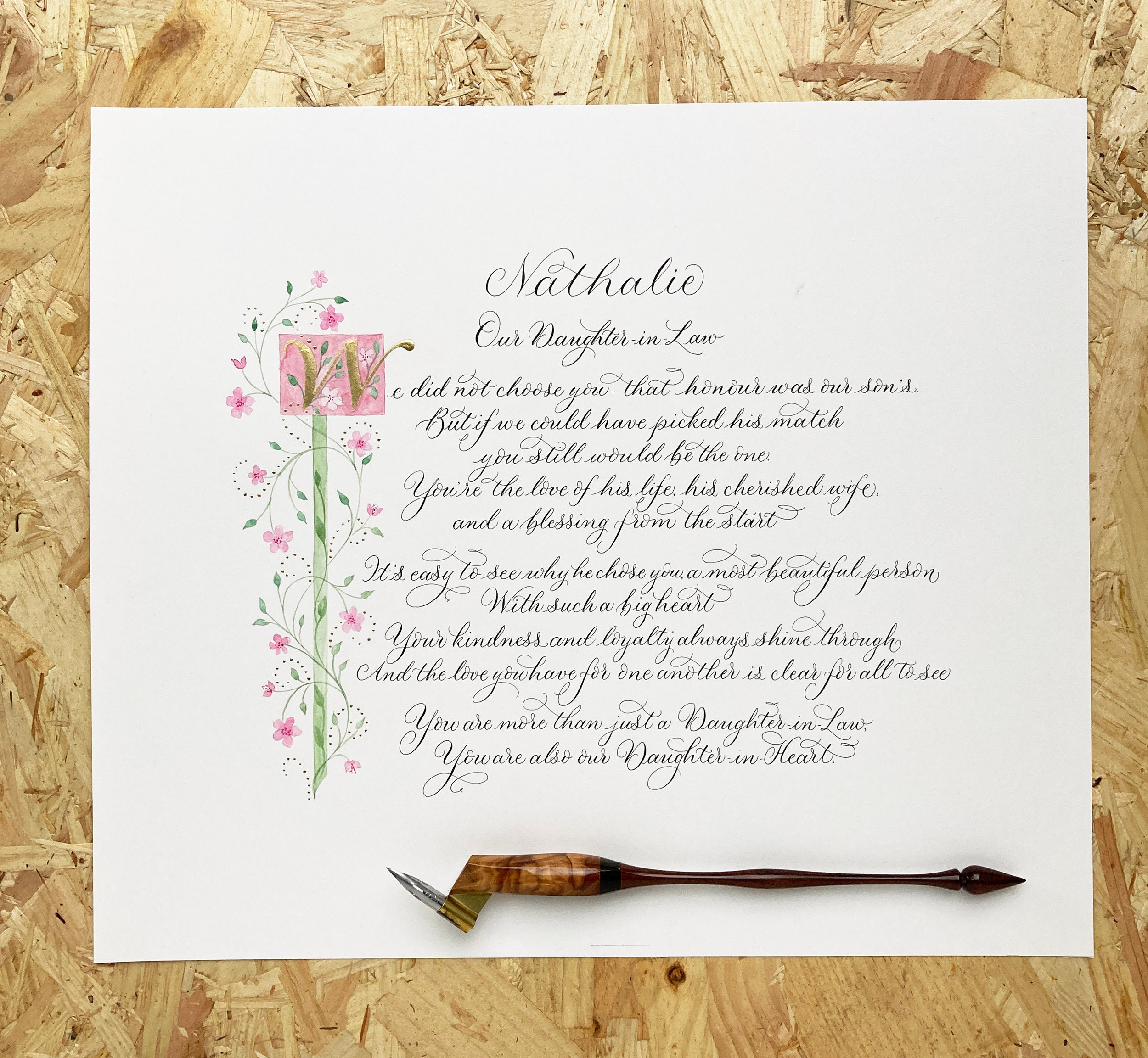 Commissioned poem by a UK calligrapher