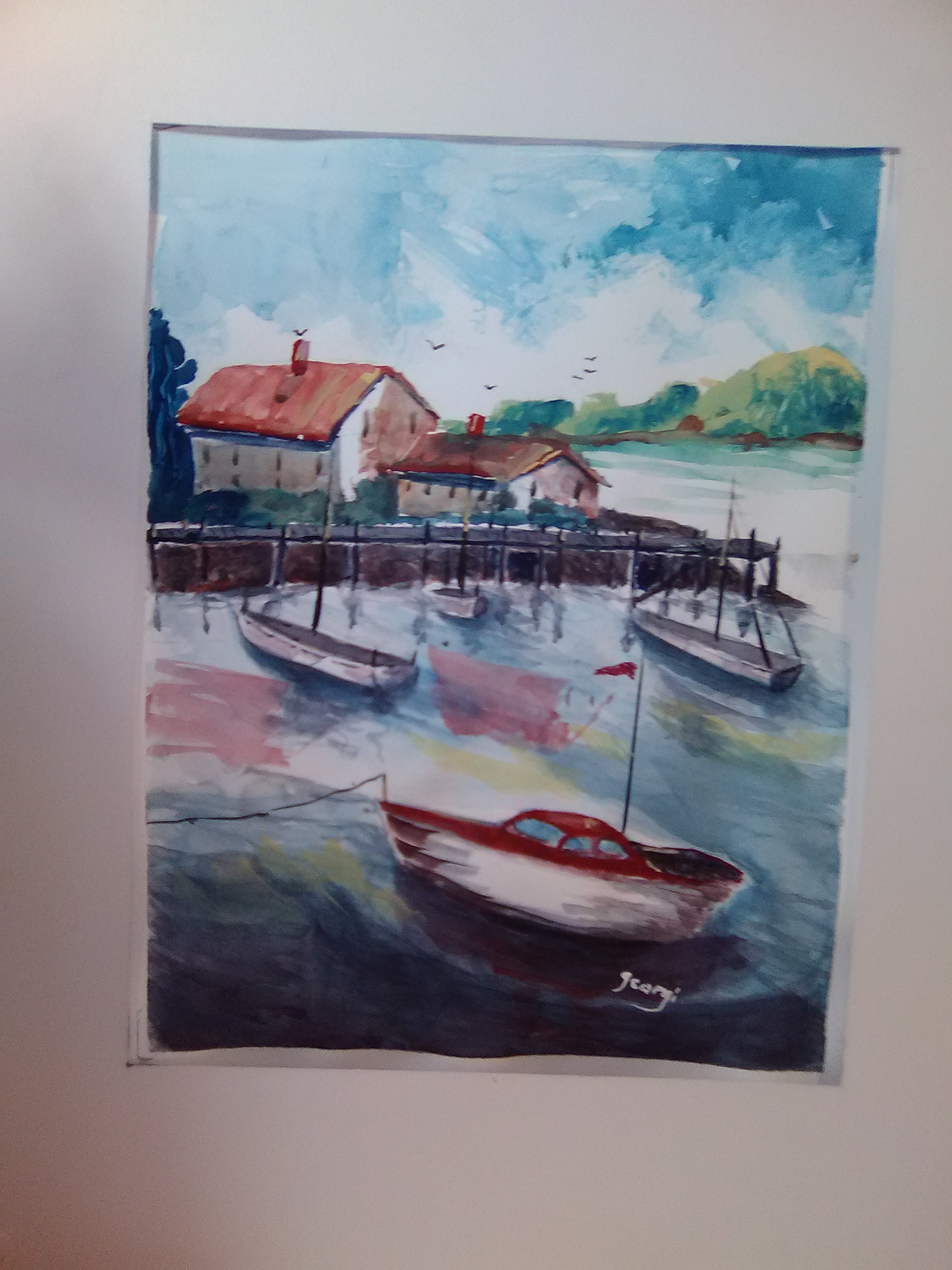 Summer Fun, Boating , Sea Side , Watercolor Painting