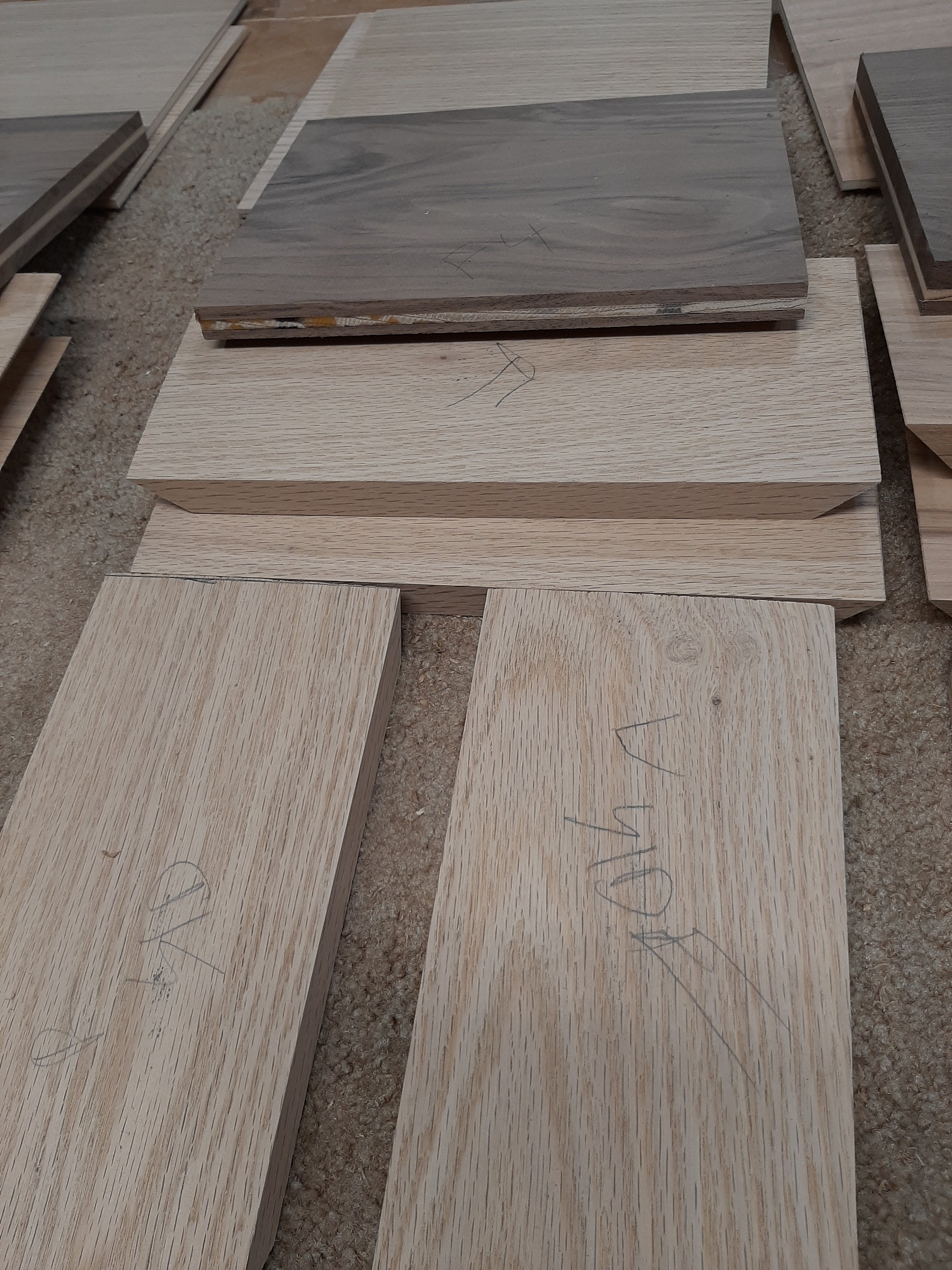 Red Oak with Black Walnut lid Locking box parts