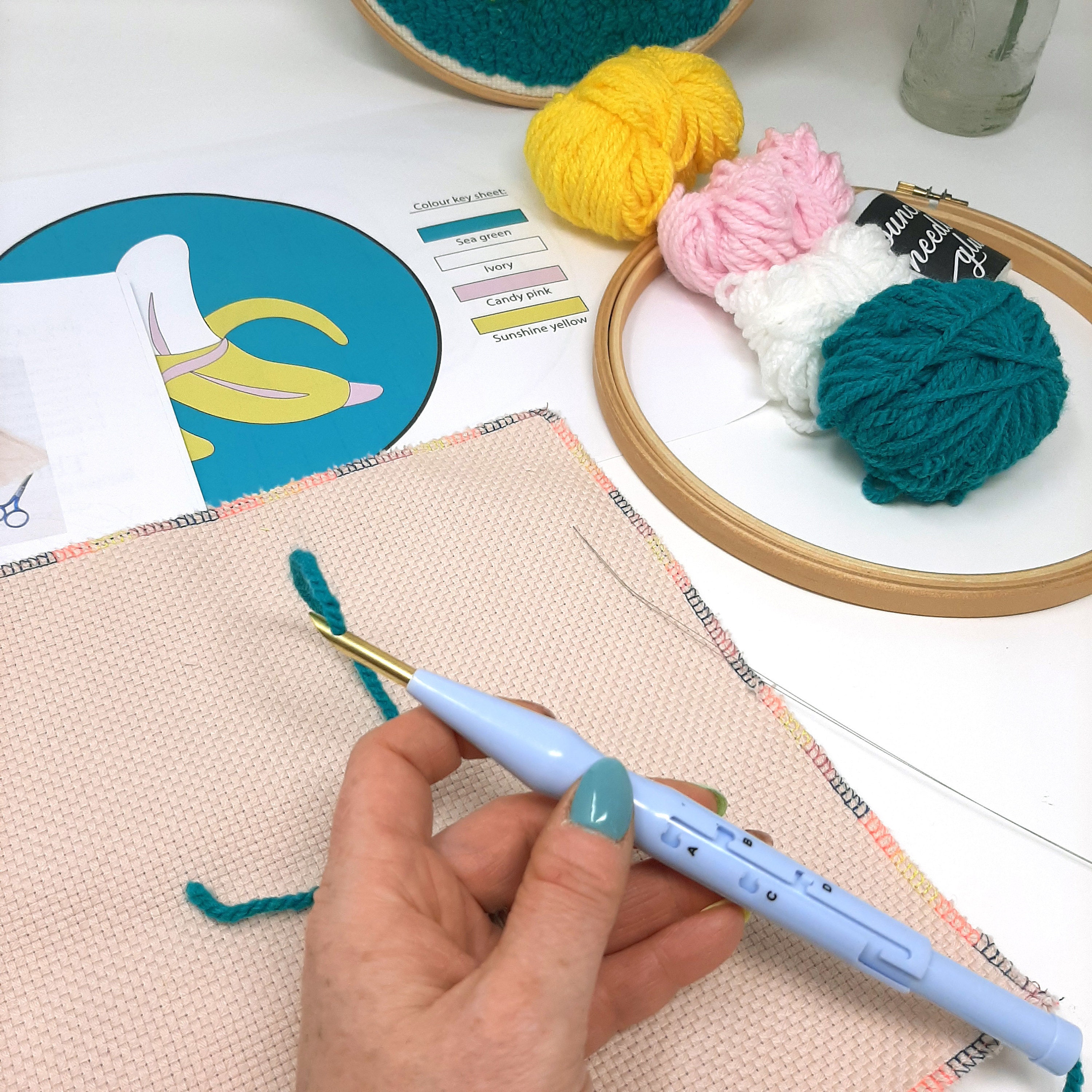 Blushing Banana Beginners Punch needle project