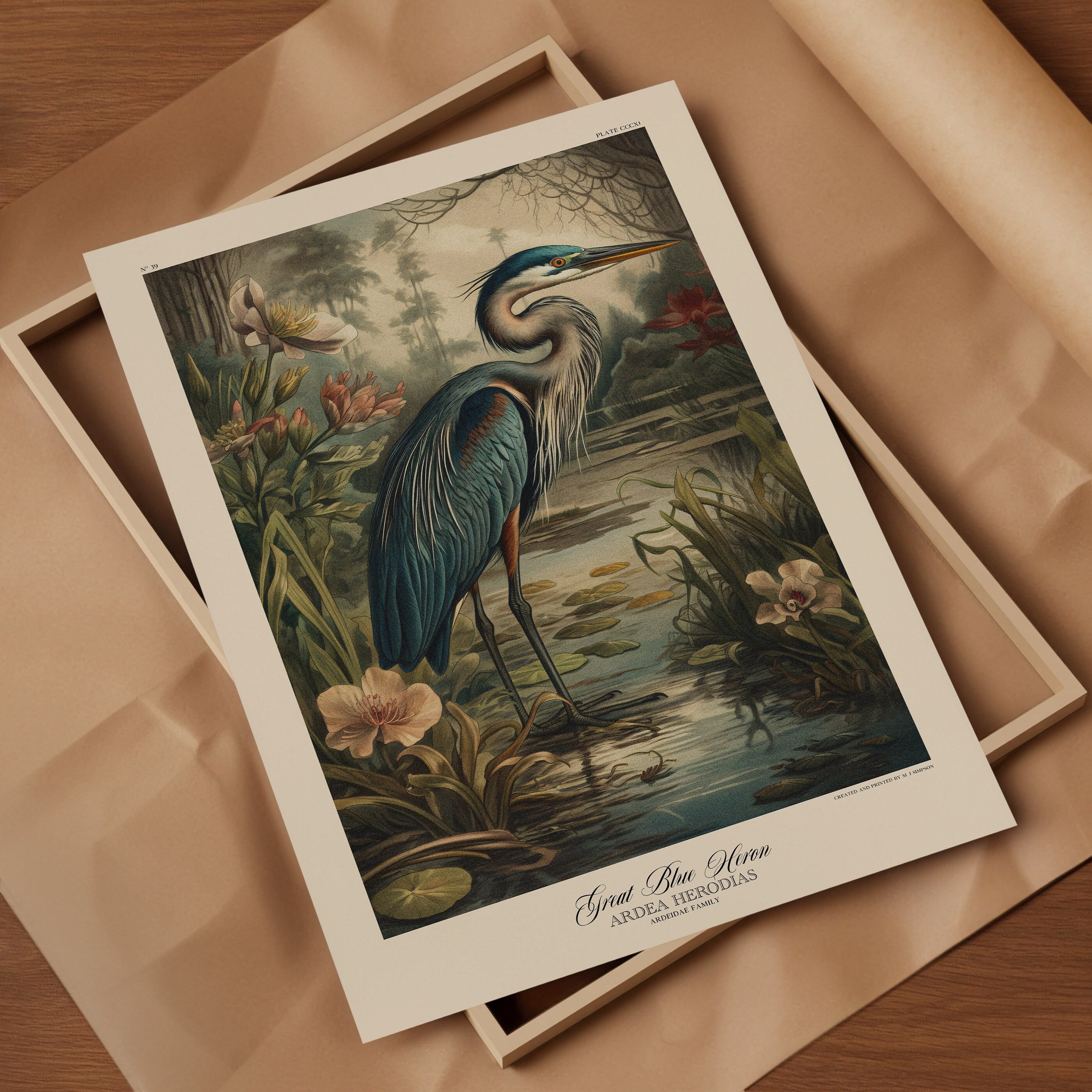 A Blue Heron Art print from The Poet and The Piper