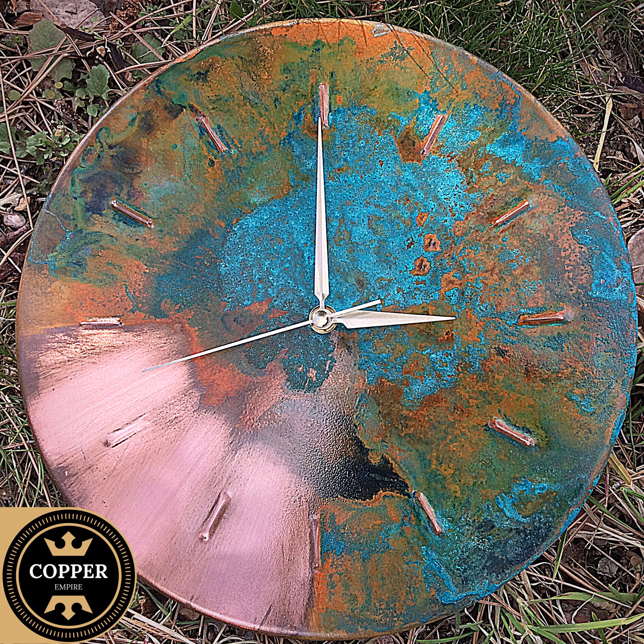 Copper Wall Clock, Patina Copper Wall Clock, Handmade Copper Wall Clock, Best copper gift, copper wall decor, copper home decor, copper wall art, unique gift, anniversary gift, Christmas gift, Birthday gift, valentine days gift, United States, United Kingdom, Turkey, Outdoor Clock, Outdoor Wall Clock, Large Wall Clock, Oversized Clock, Rustic Clock, Blue Wall Clock, Turkiye, Best seller copper, Etsy