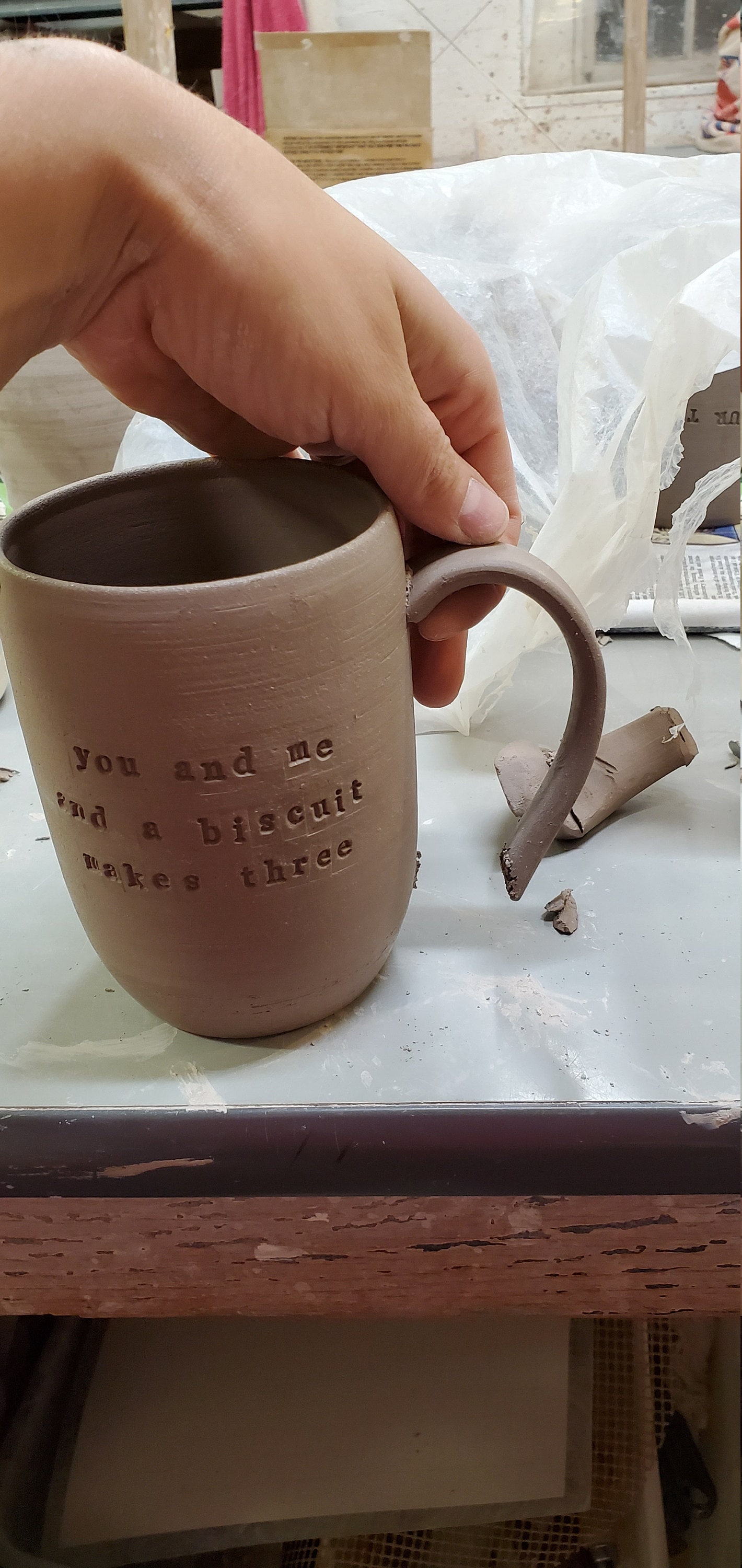 adding a handle to a custom quote mug