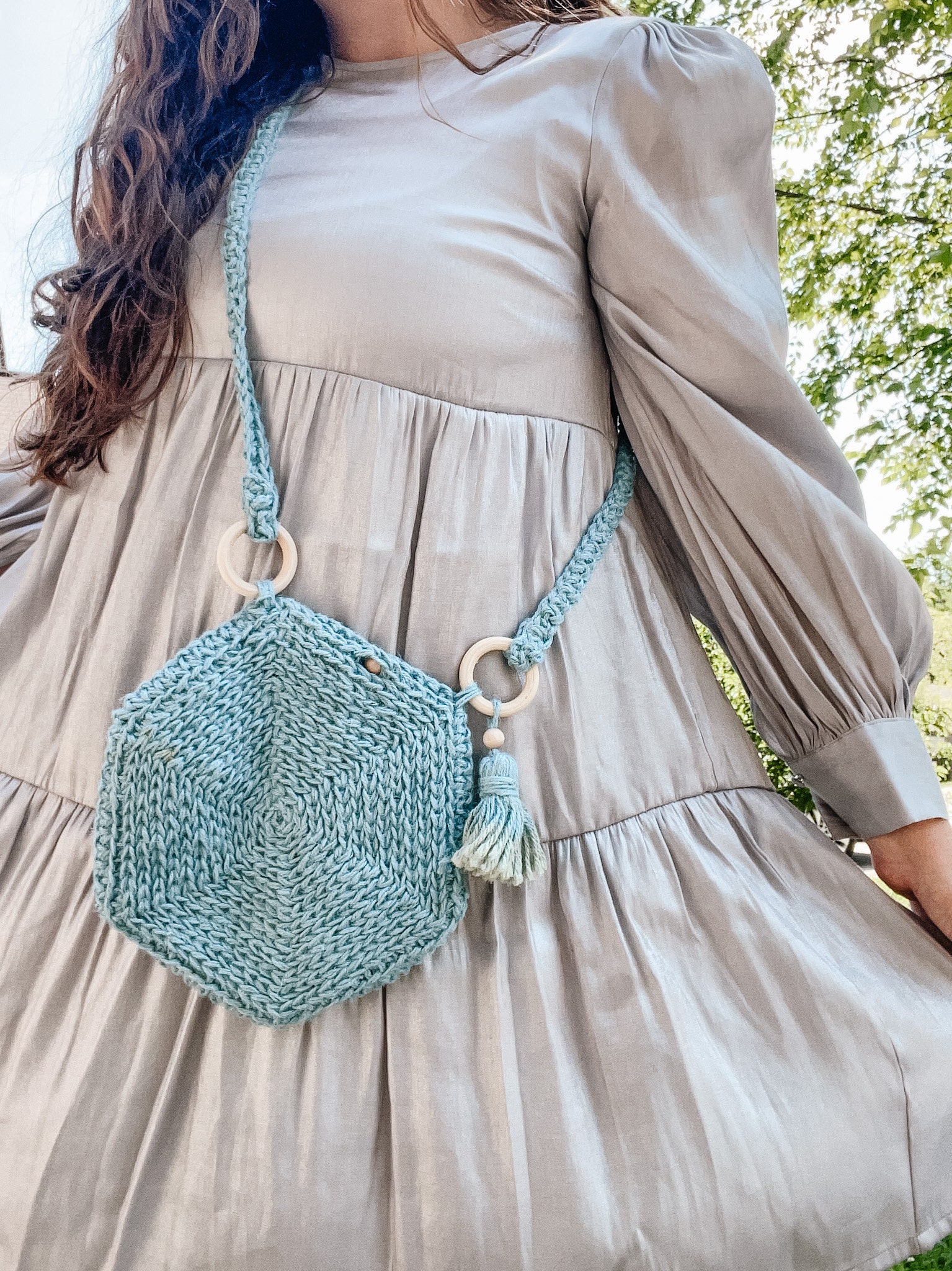 Blue Crochet Bag